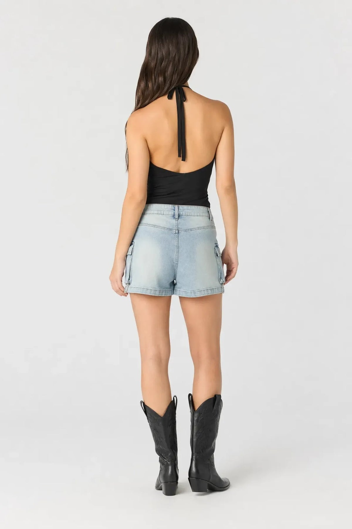 Alt View 2. Denim Cargo Short - Light Denim Blue