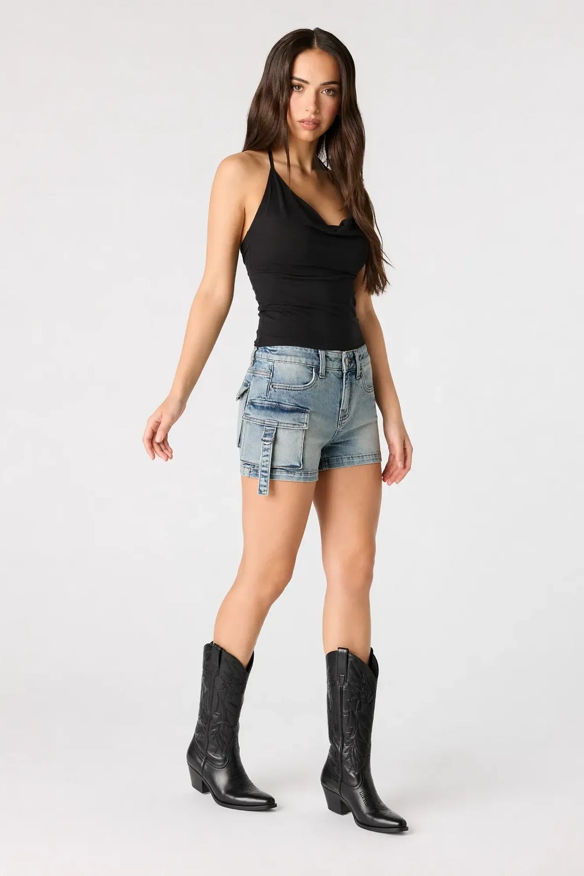 Alt View 3. Denim Cargo Short - Pacific Blue