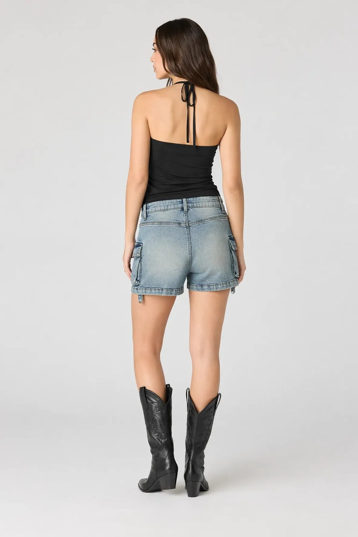 Alt View 2. Denim Cargo Short - Pacific Blue