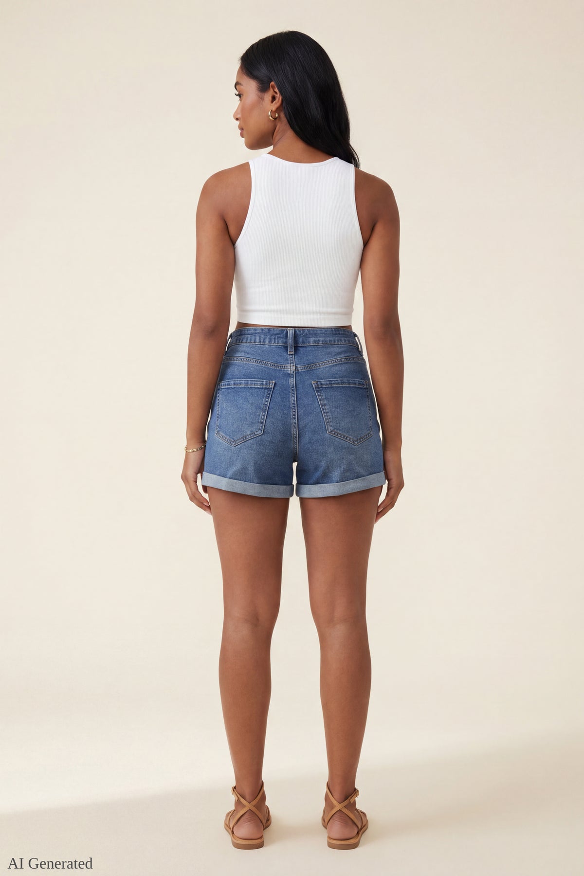 Alt View 2. Stretch High Rise Vintage Medium Denim Short - Pacific Blue
