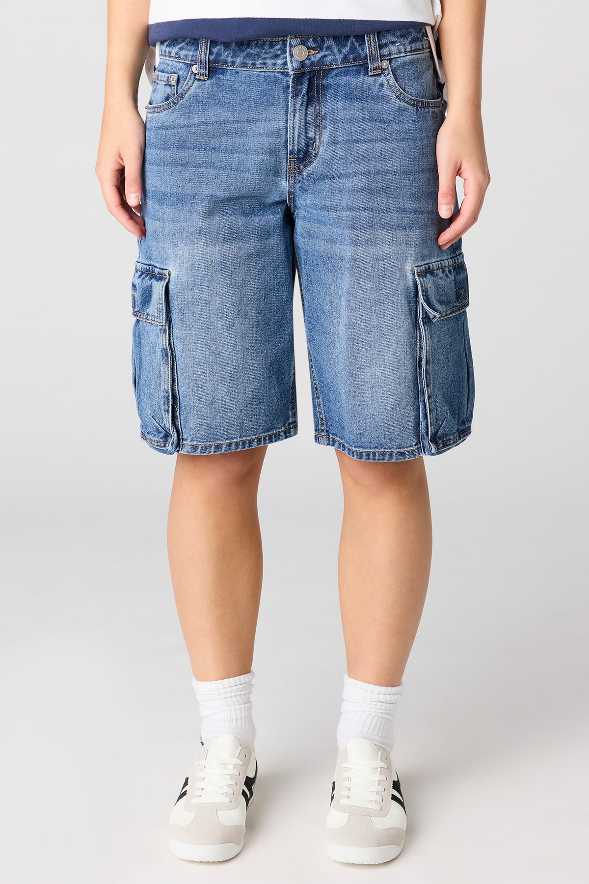 Alt View 2. Cargo Jort - Denim Blue