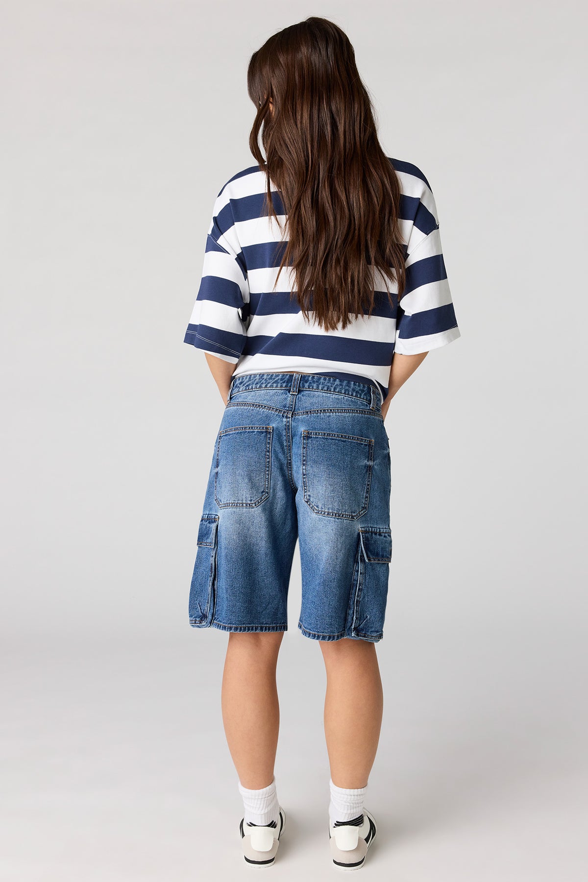 Alt View 3. Cargo Jort - Denim Blue