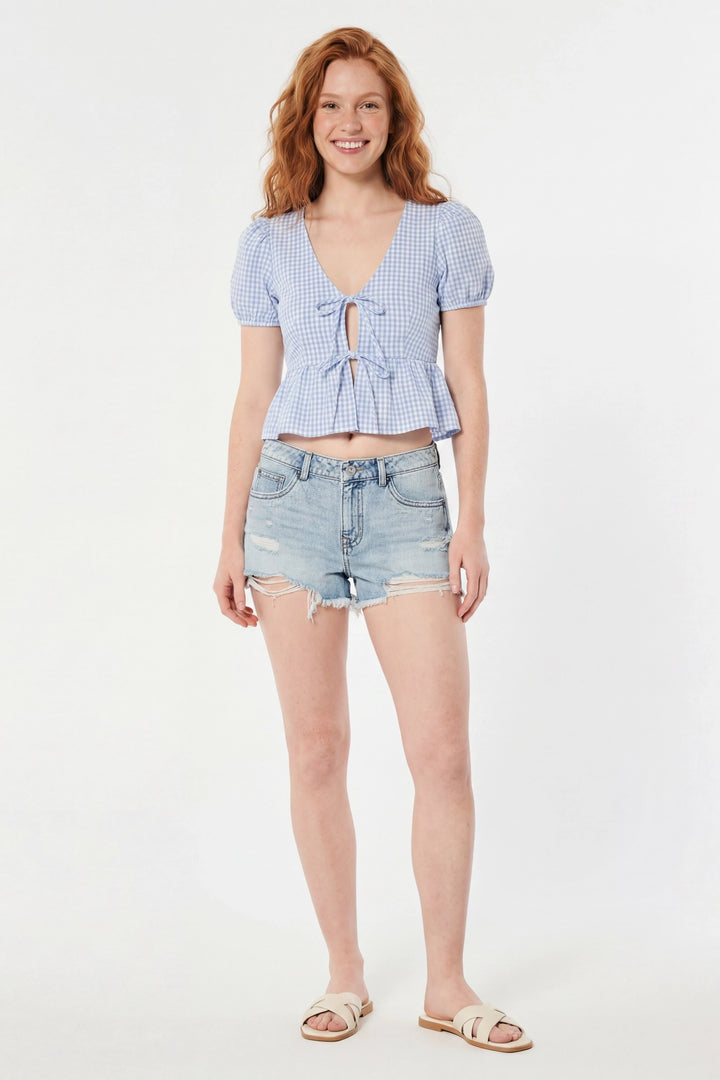 Chelsea High-Rise Ripped Light Denim Short