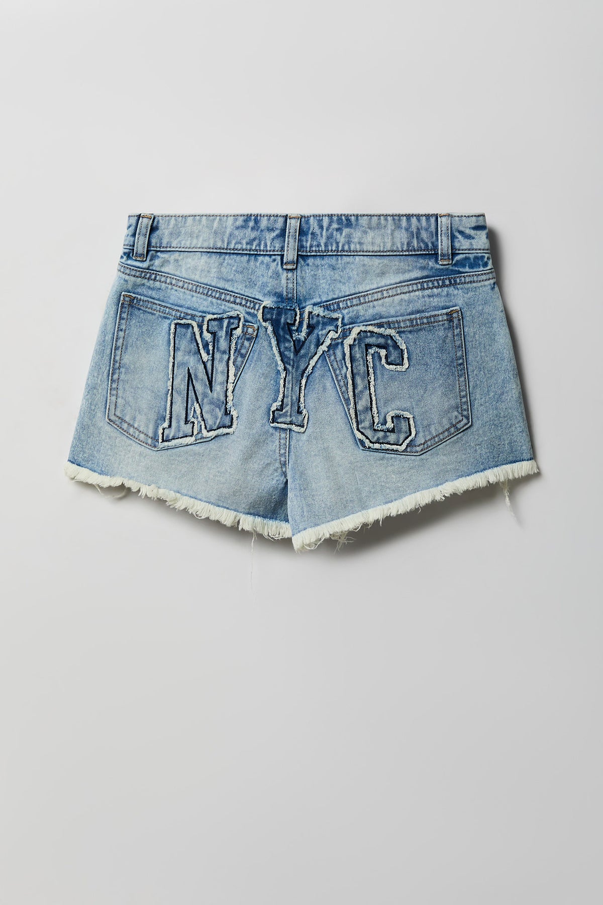 Alt View 5. Ripped NYC Stitched Light Denim Short - Light Denim Blue