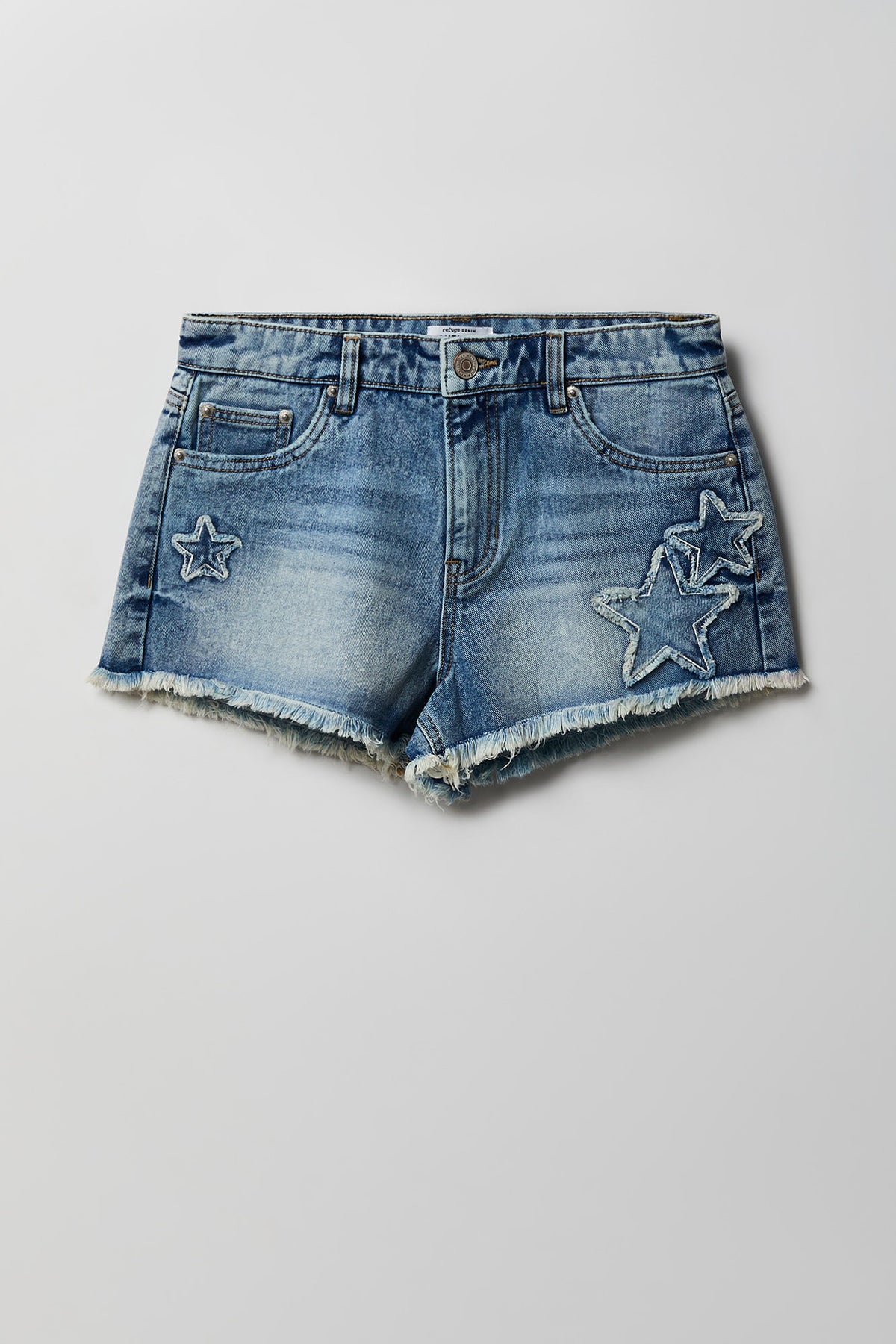 Alt View 4. Star Stitched Vintage Medium Denim Short - Pacific Blue