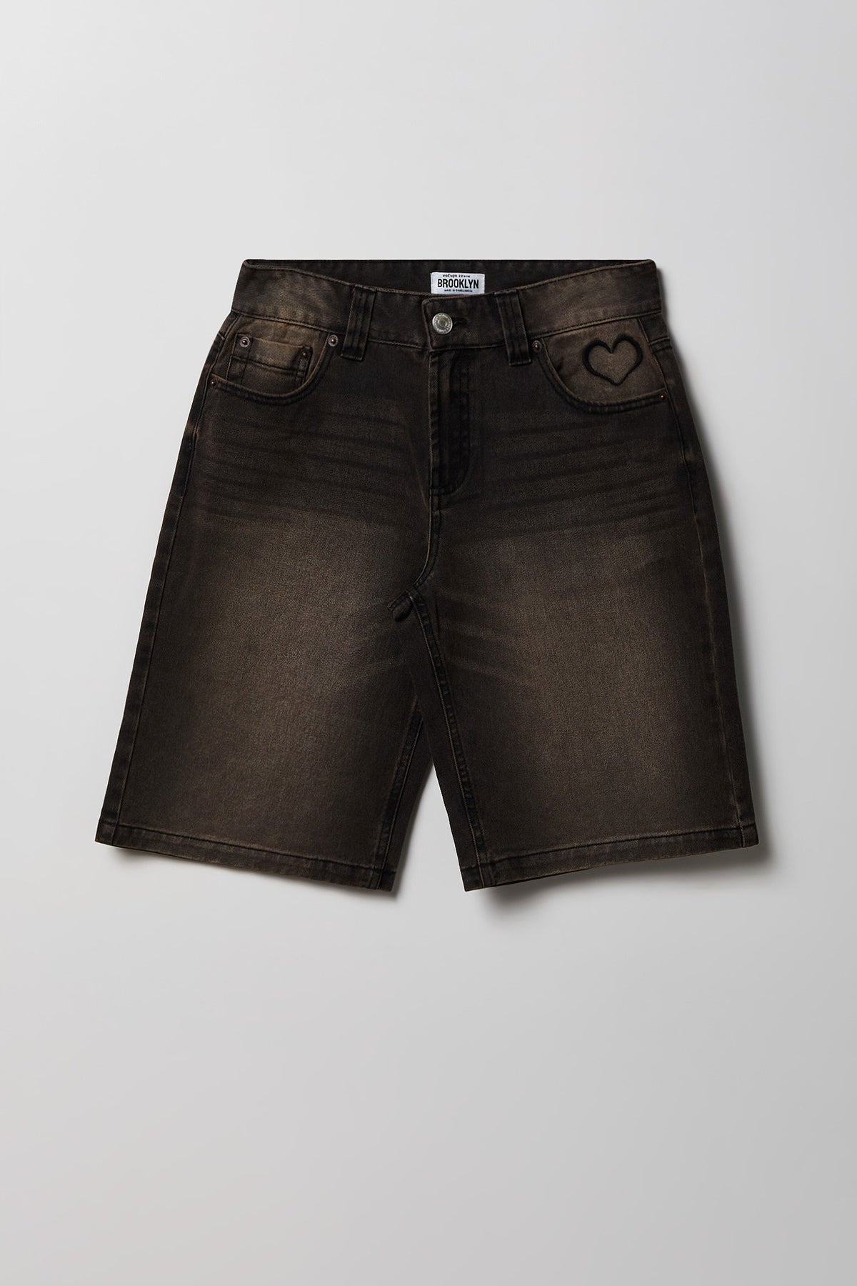 Alt View 4. Brooklyn Graphic Low Rise Baggy Latte Jort - Dark Brown