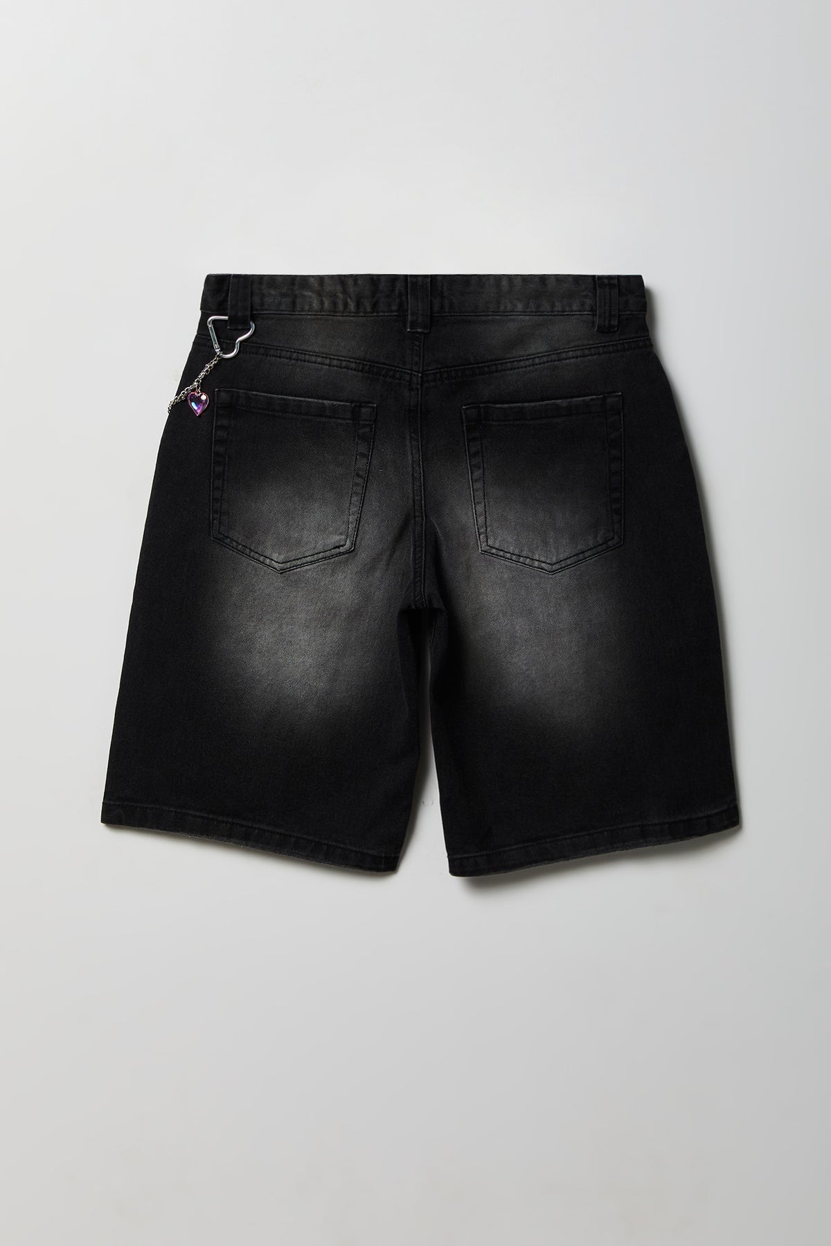 Alt View 5. Brooklyn Low Rise Black Jort 11" with Charm Keychain - Black