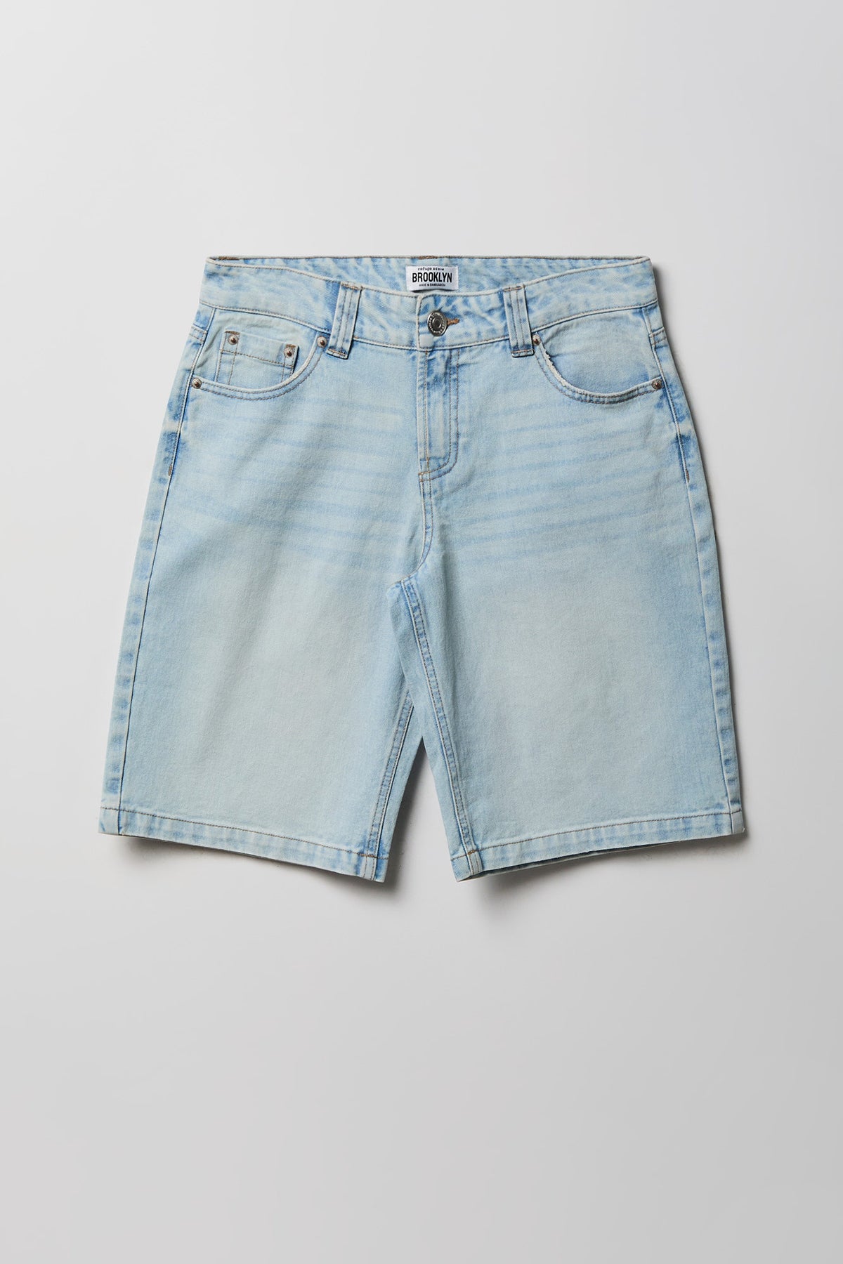 Alt View 4. Brooklyn Graphic Low Rise Baggy Light Jort - Light Denim Blue