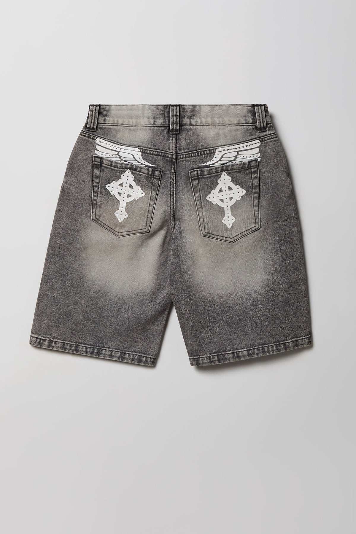Alt View 4. Brooklyn Graphic Low Rise Baggy Grey Jort - Charcoal
