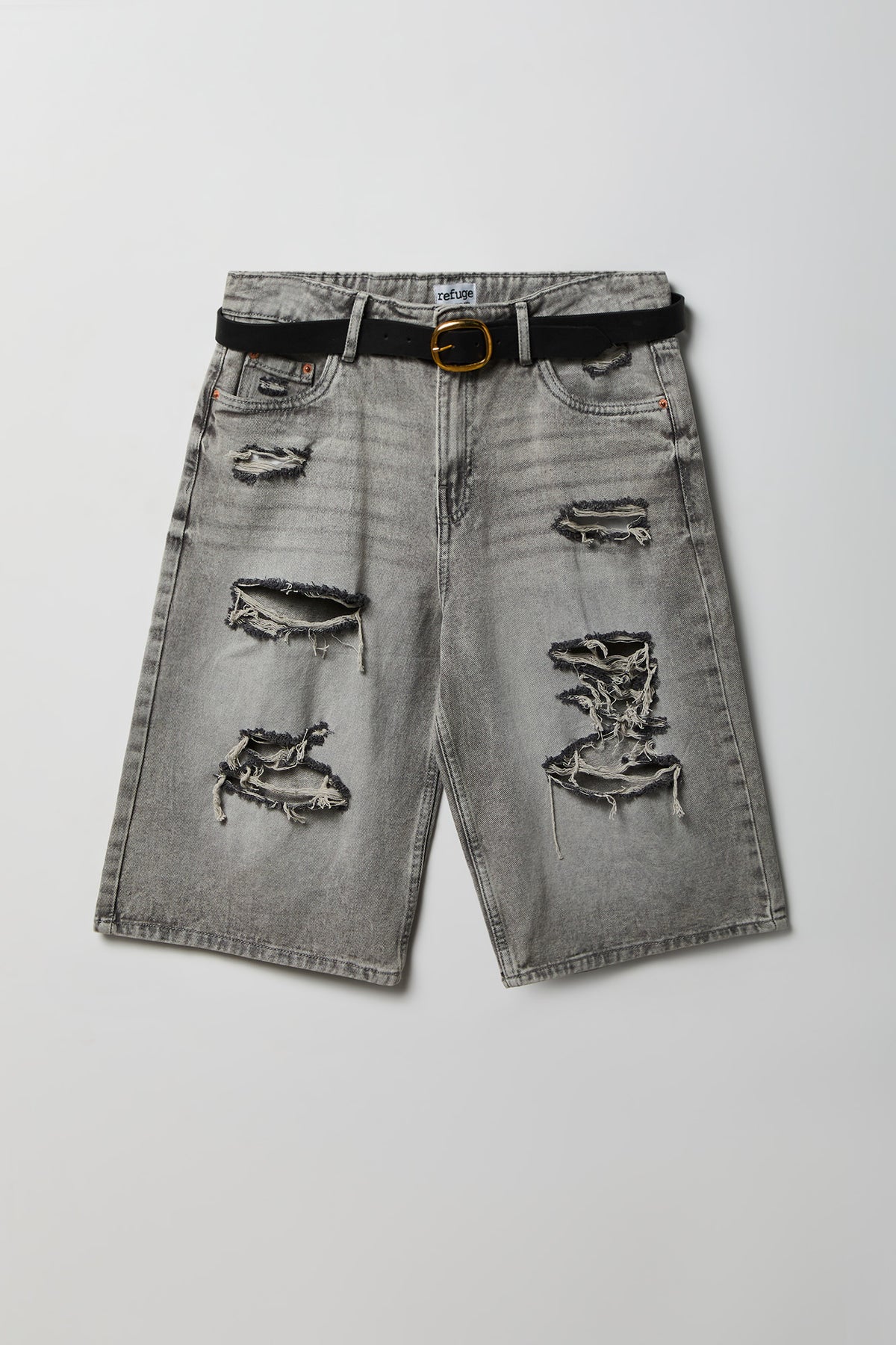 Alt View 3. Low Rise Belted Jort 13" - Charcoal