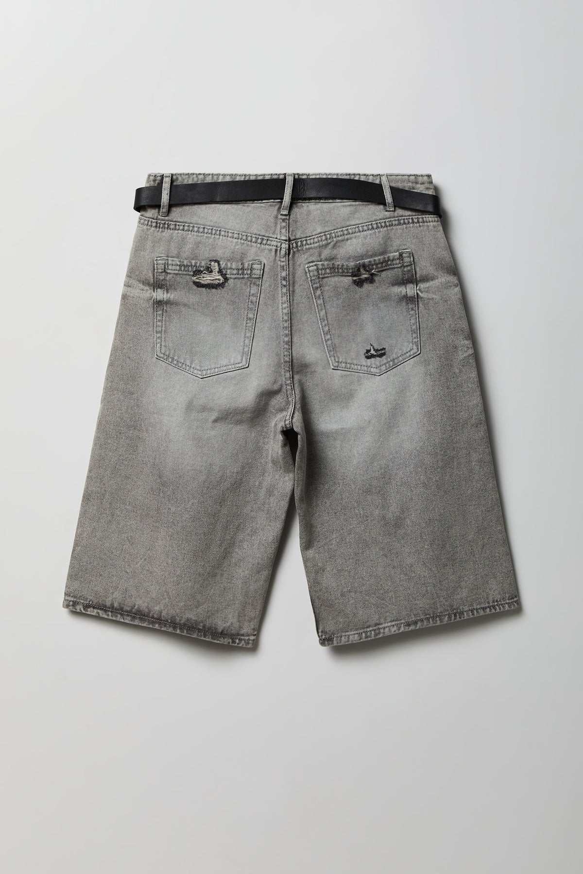 Alt View 4. Low Rise Belted Jort 13" - Charcoal