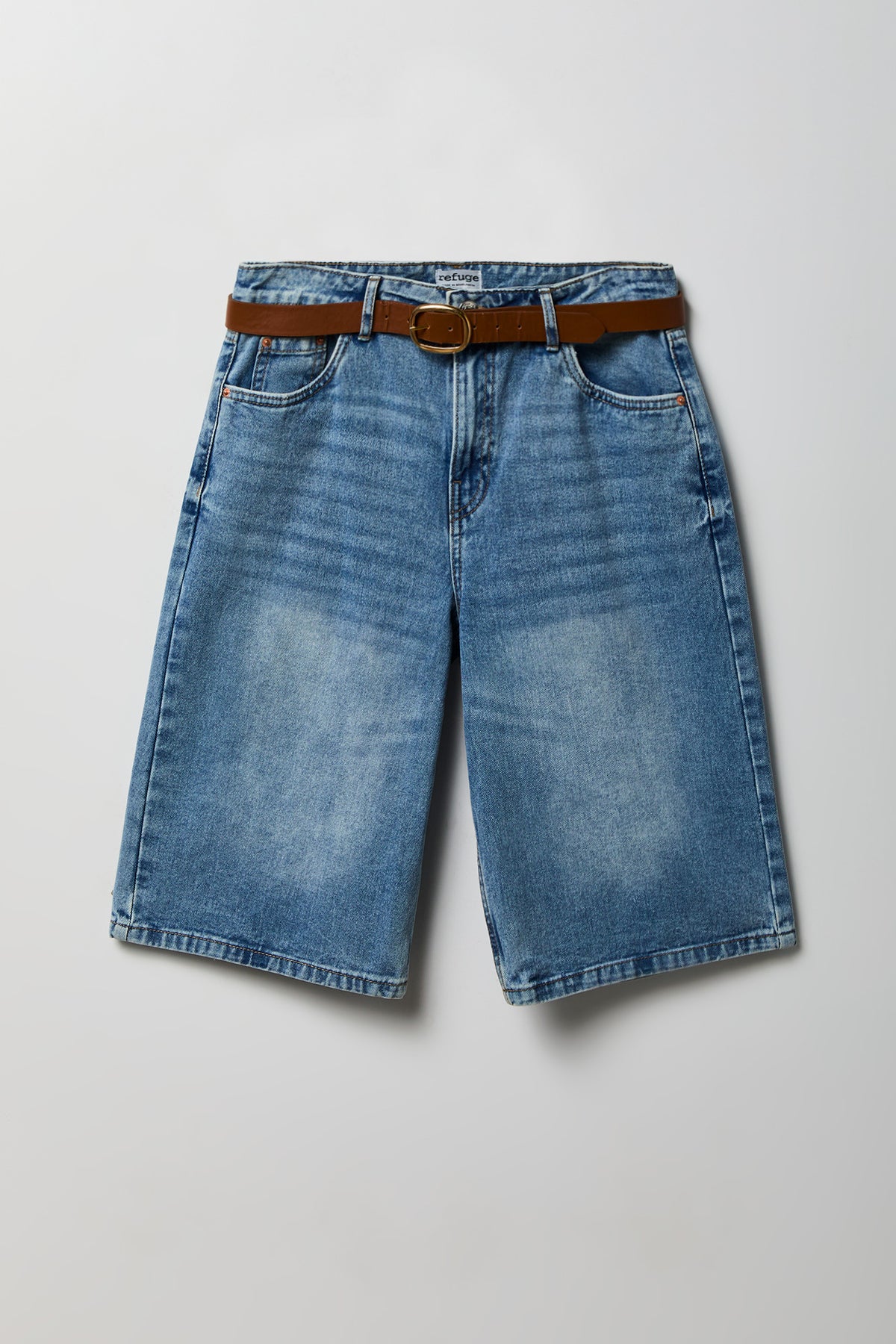 Alt View 3. Low Rise Belted Jort 13" - Medium Blue