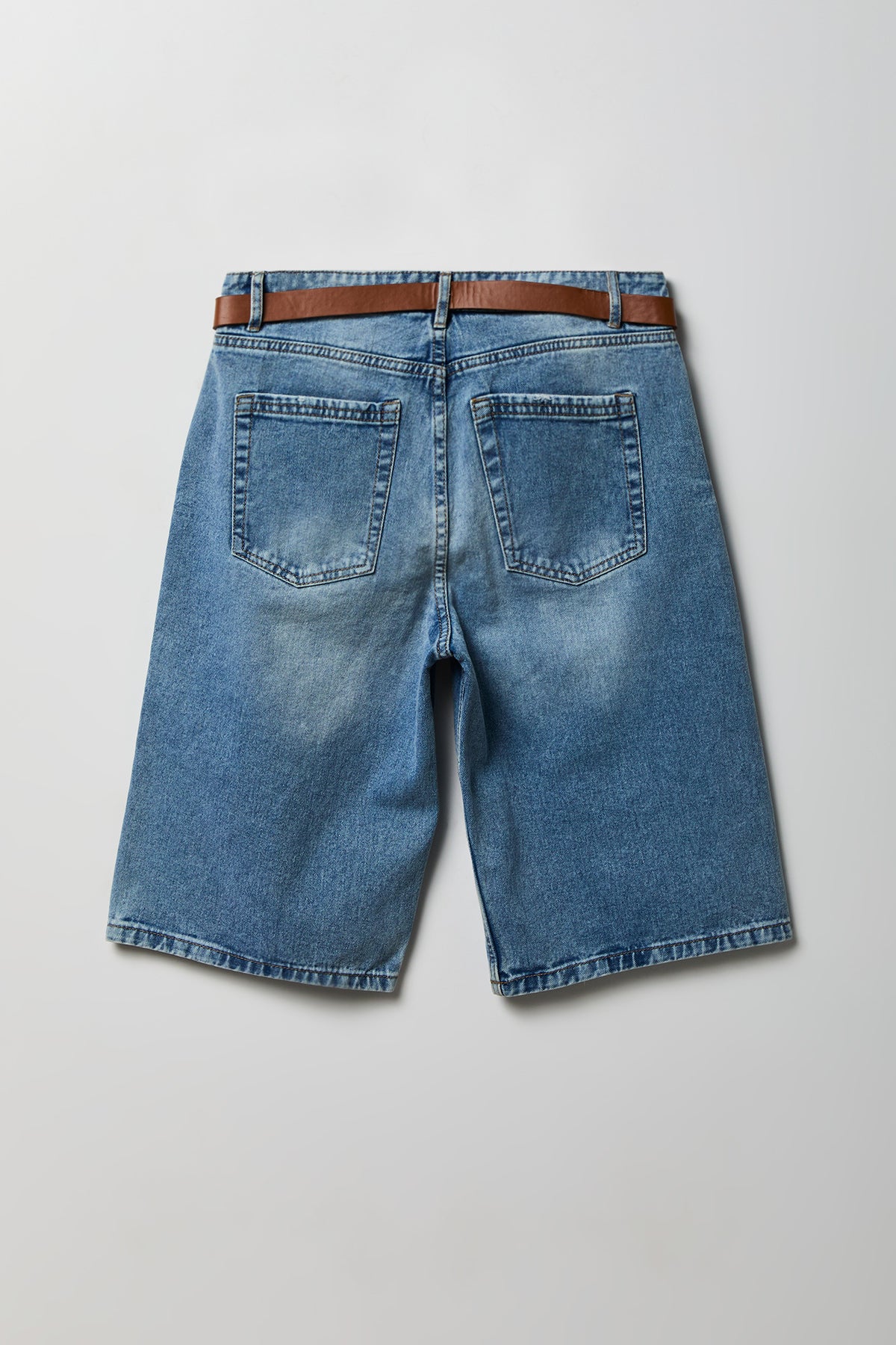 Alt View 4. Low Rise Belted Jort 13" - Medium Blue