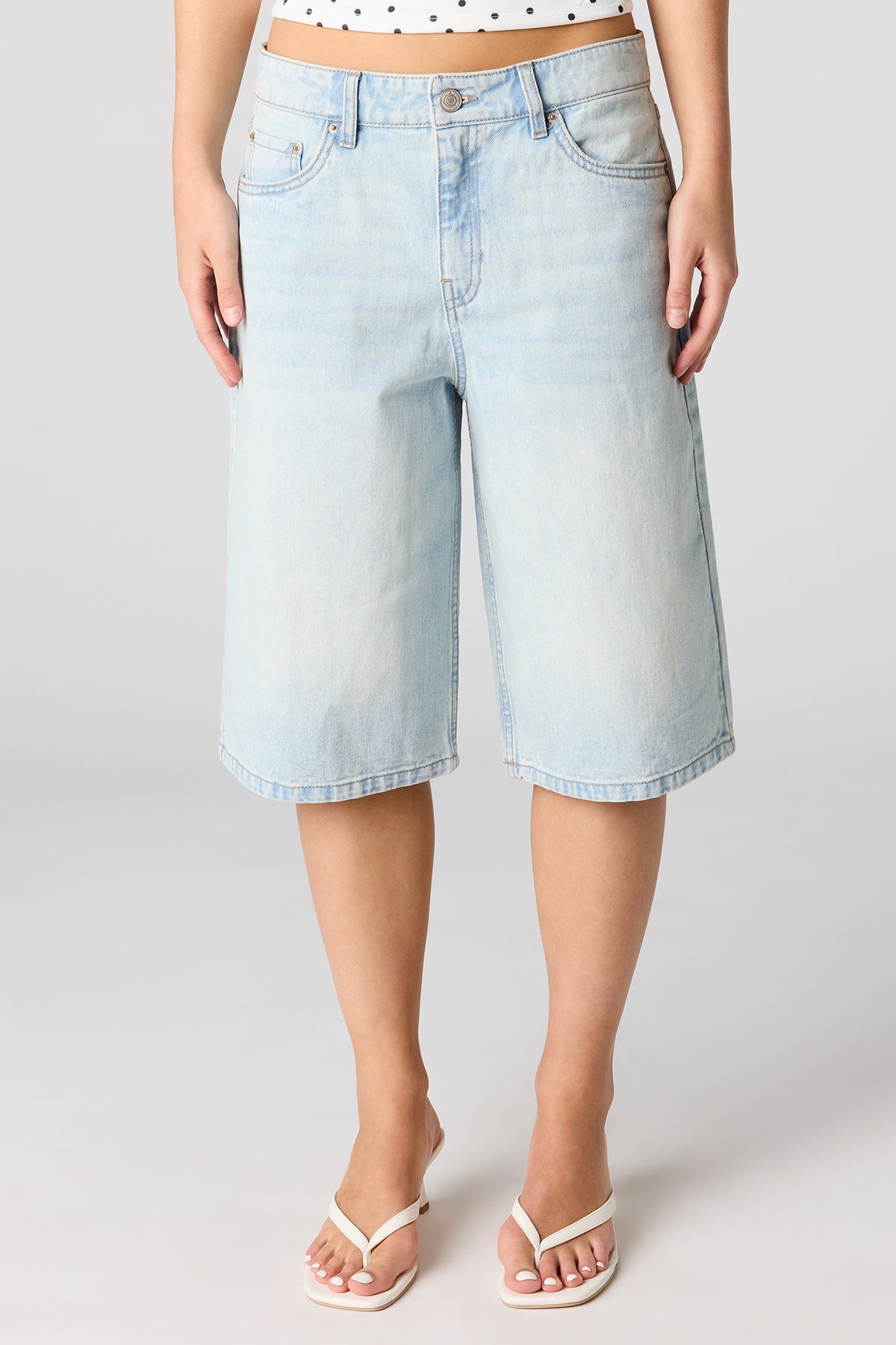 Alt View 2. Low Rise Light Jort 13" - Light Denim Blue