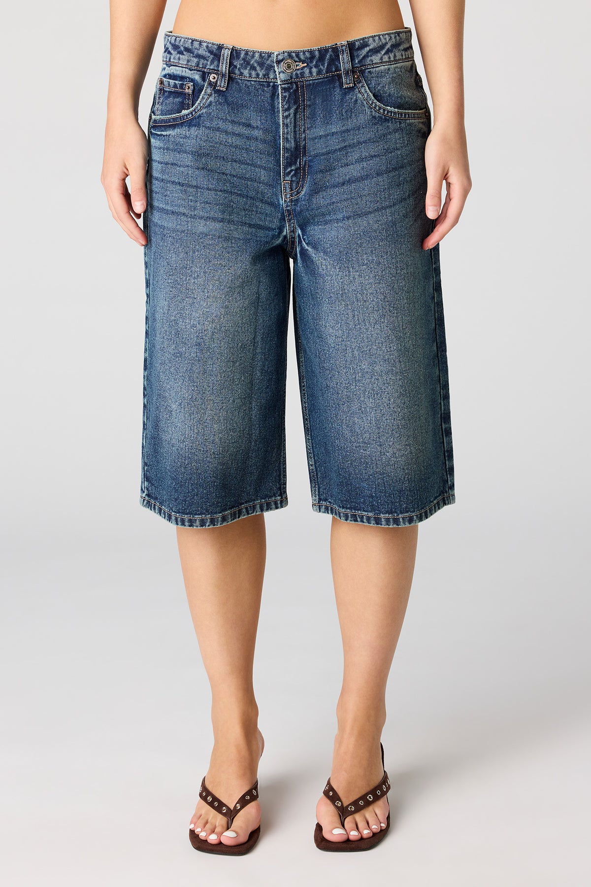 Alt View 2. Low Rise Dark Jort 13" - Denim Blue