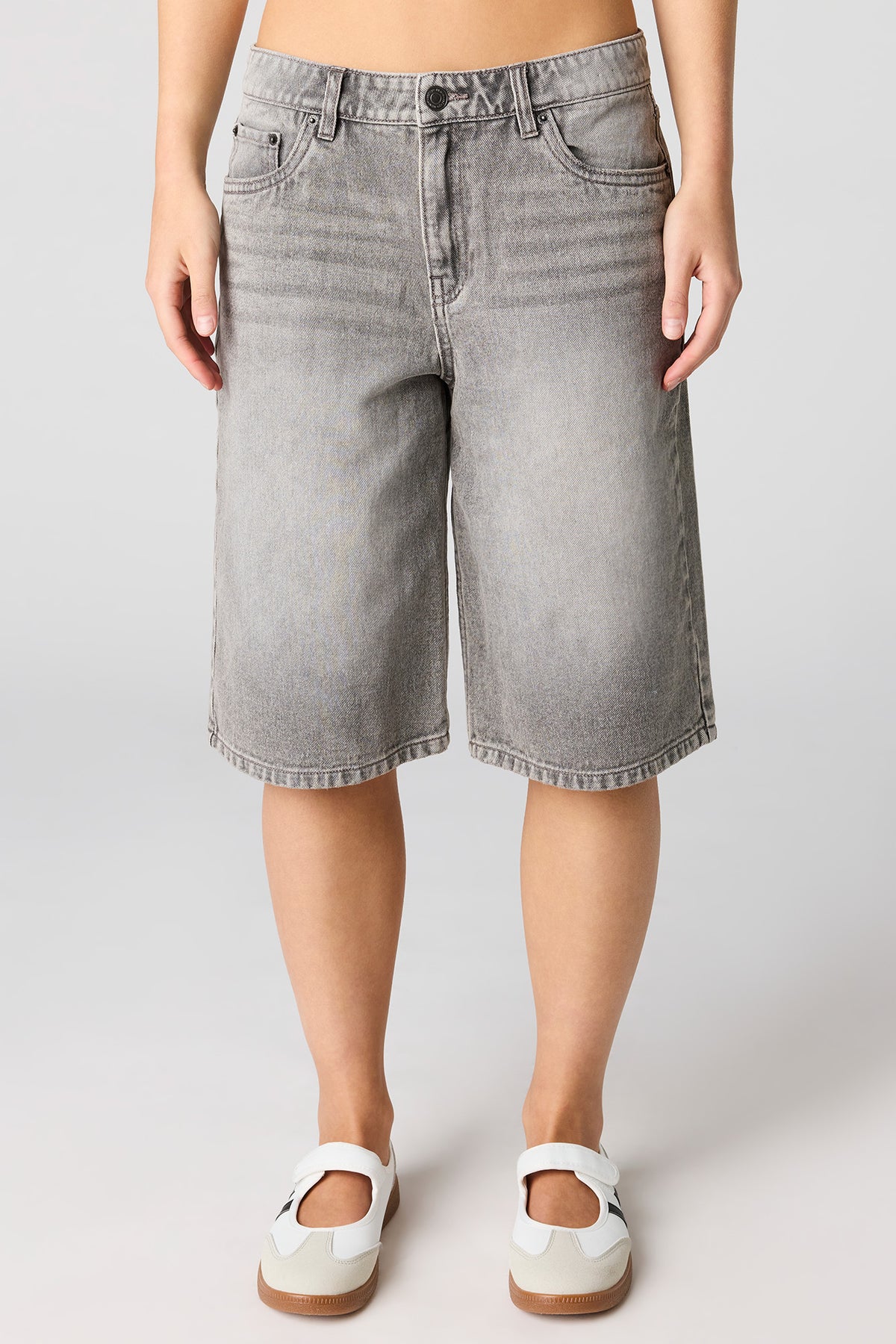 Alt View 2. Low Rise Grey Jort 13" - Charcoal