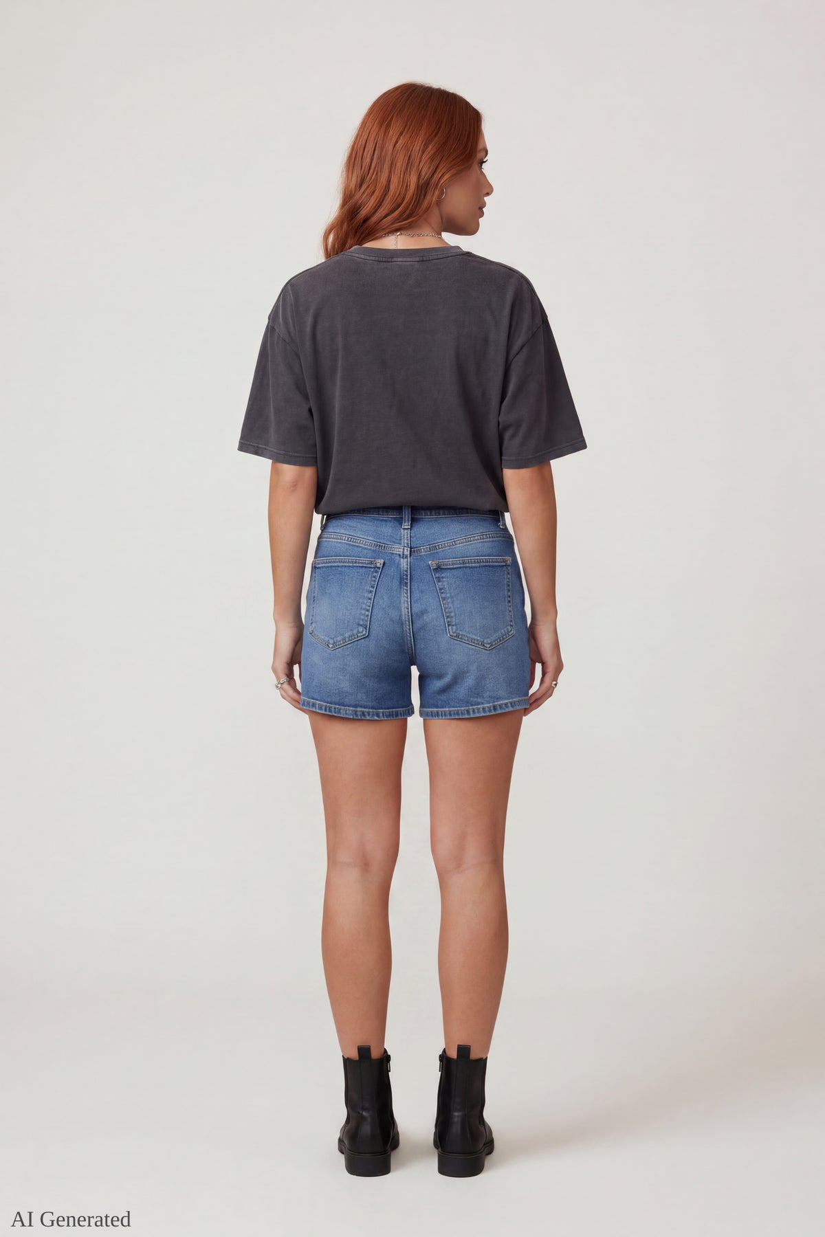 Alt View 3. Low Rise Super Baggy Dark Jort 16" - Denim Blue