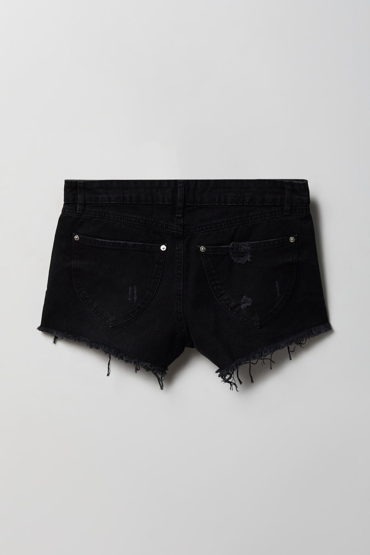 Alt View 5. Ripped Low Rise Black Denim Short - Black