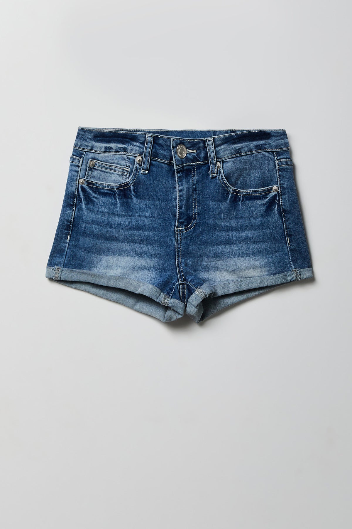 Alt View 5. Miami High Rise Ripped Embroidered Denim Short - Medium Blue