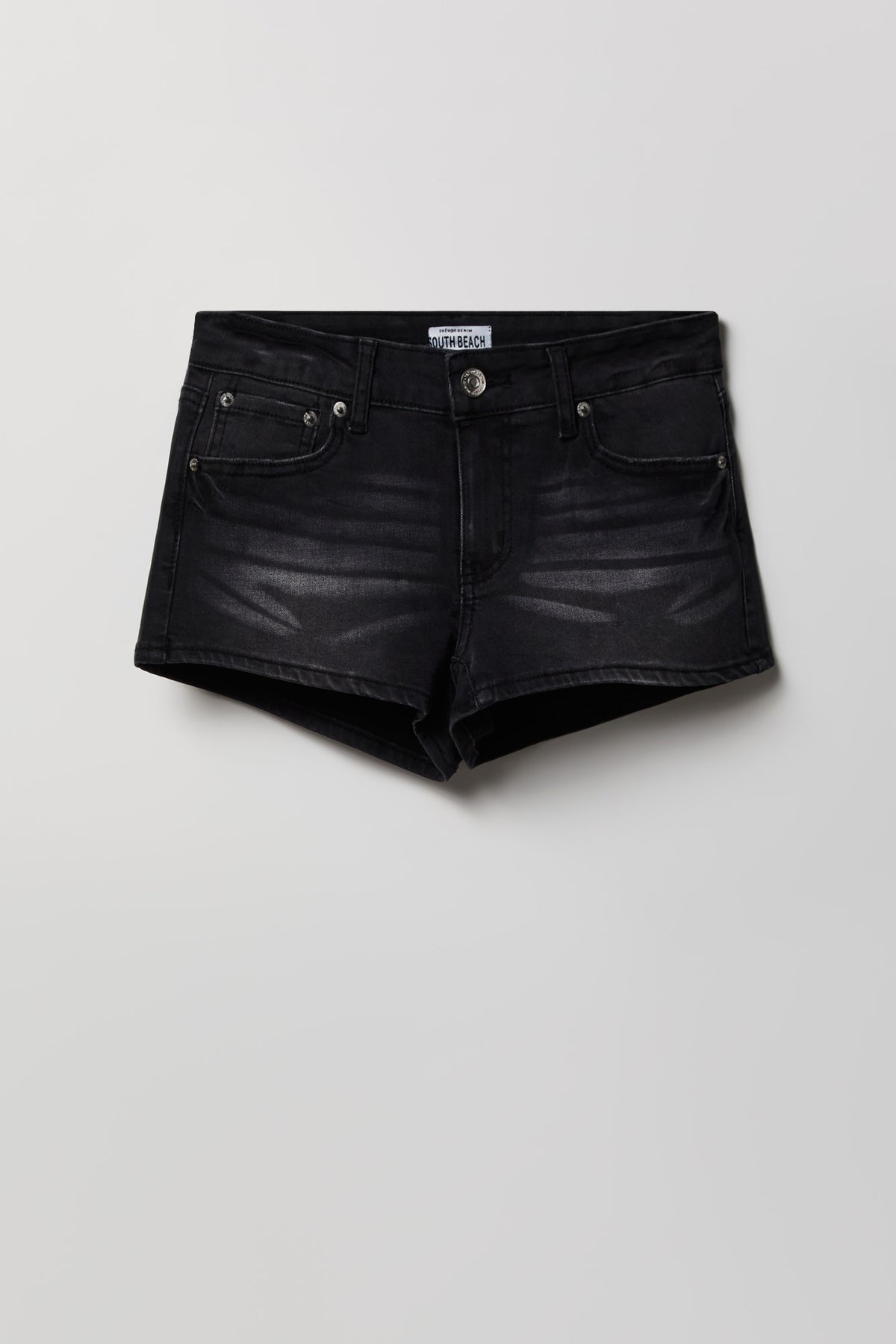 Alt View 4. South Beach Low Rise Rhinestone Denim Short - Plaid
