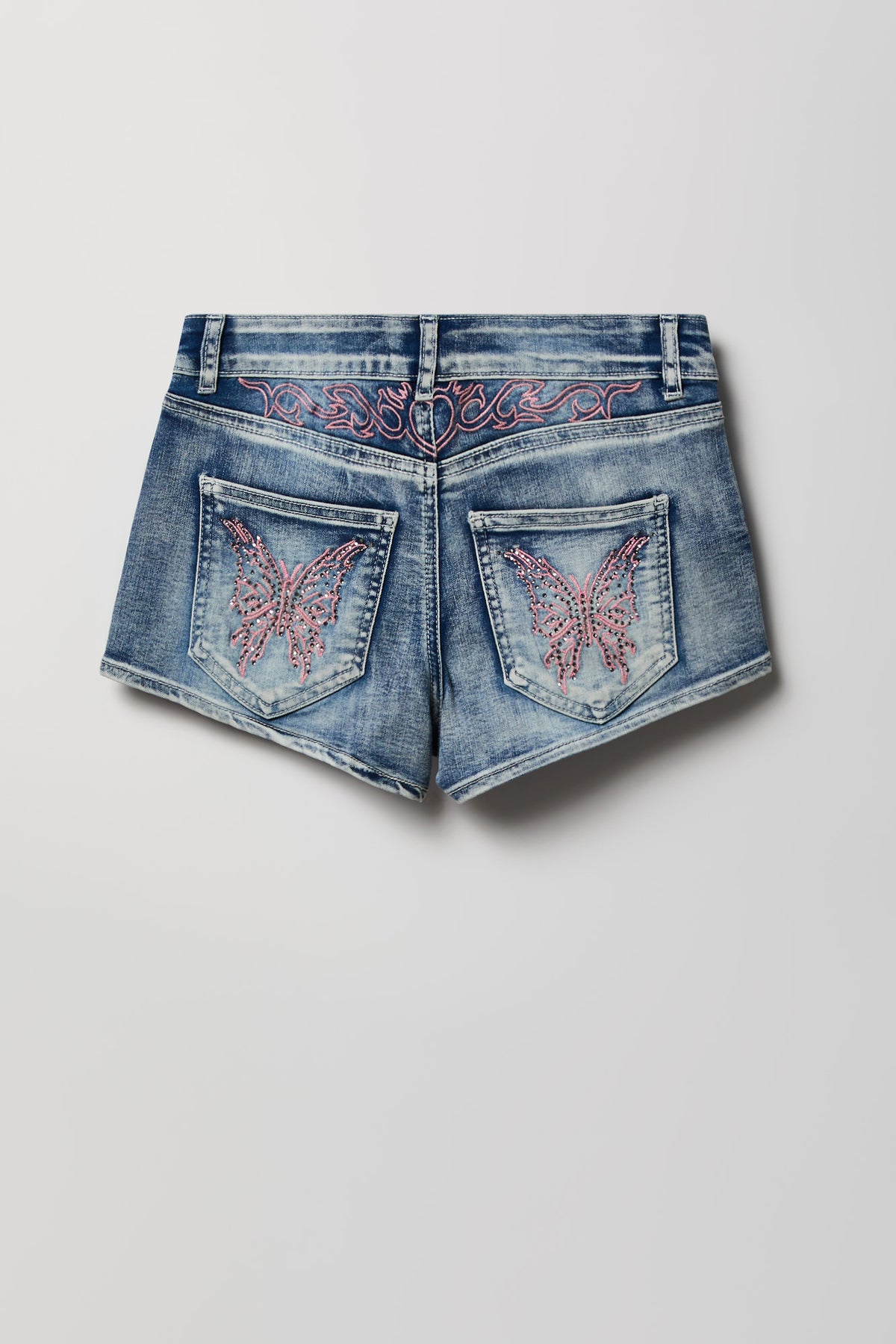 Alt View 5. South Beach Low Rise Rhinestone Denim Short - Denim Blue