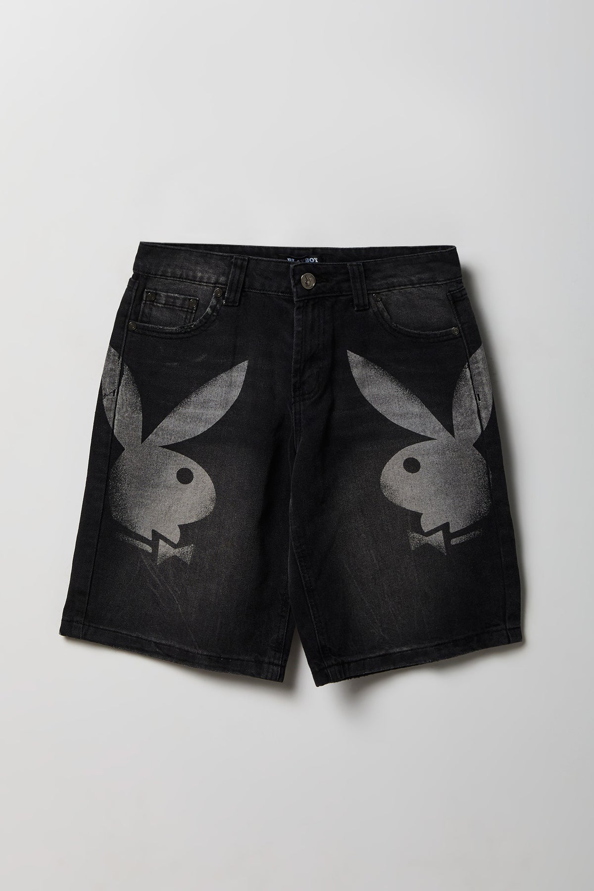 Alt View 4. Playboy Print Low Rise Jort - Black