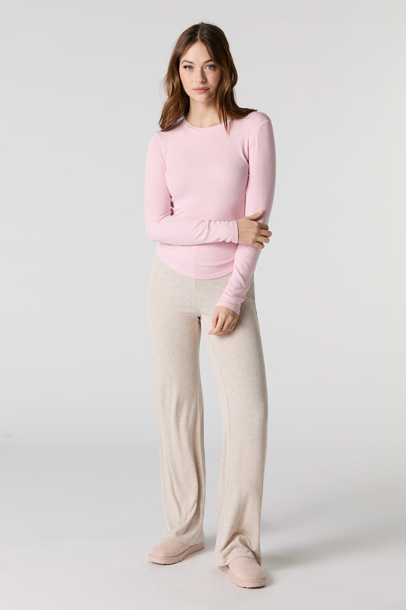 Solid Ribbed Wide Leg Pant