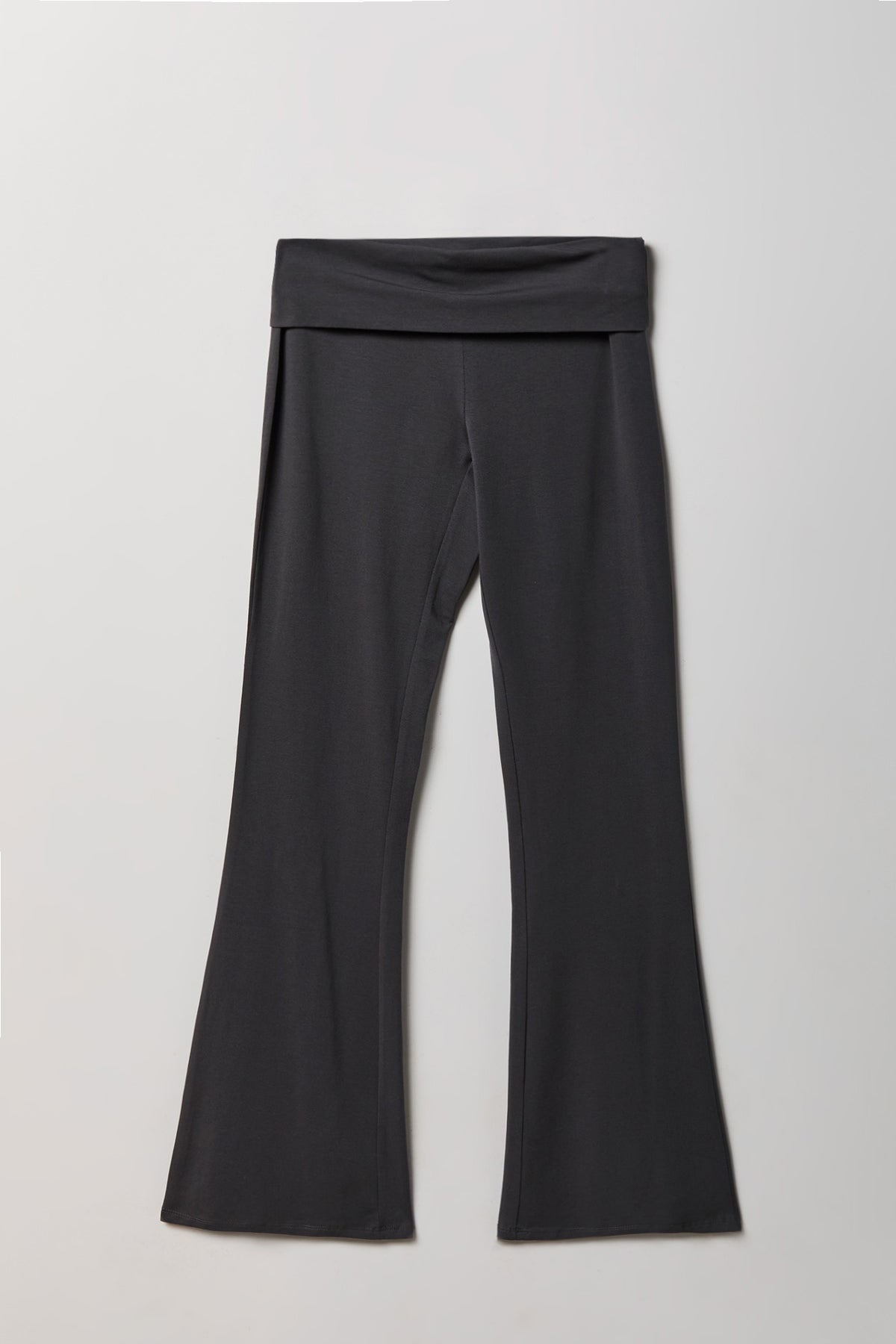 Foldover Waist Flare Legging - Grey Blue