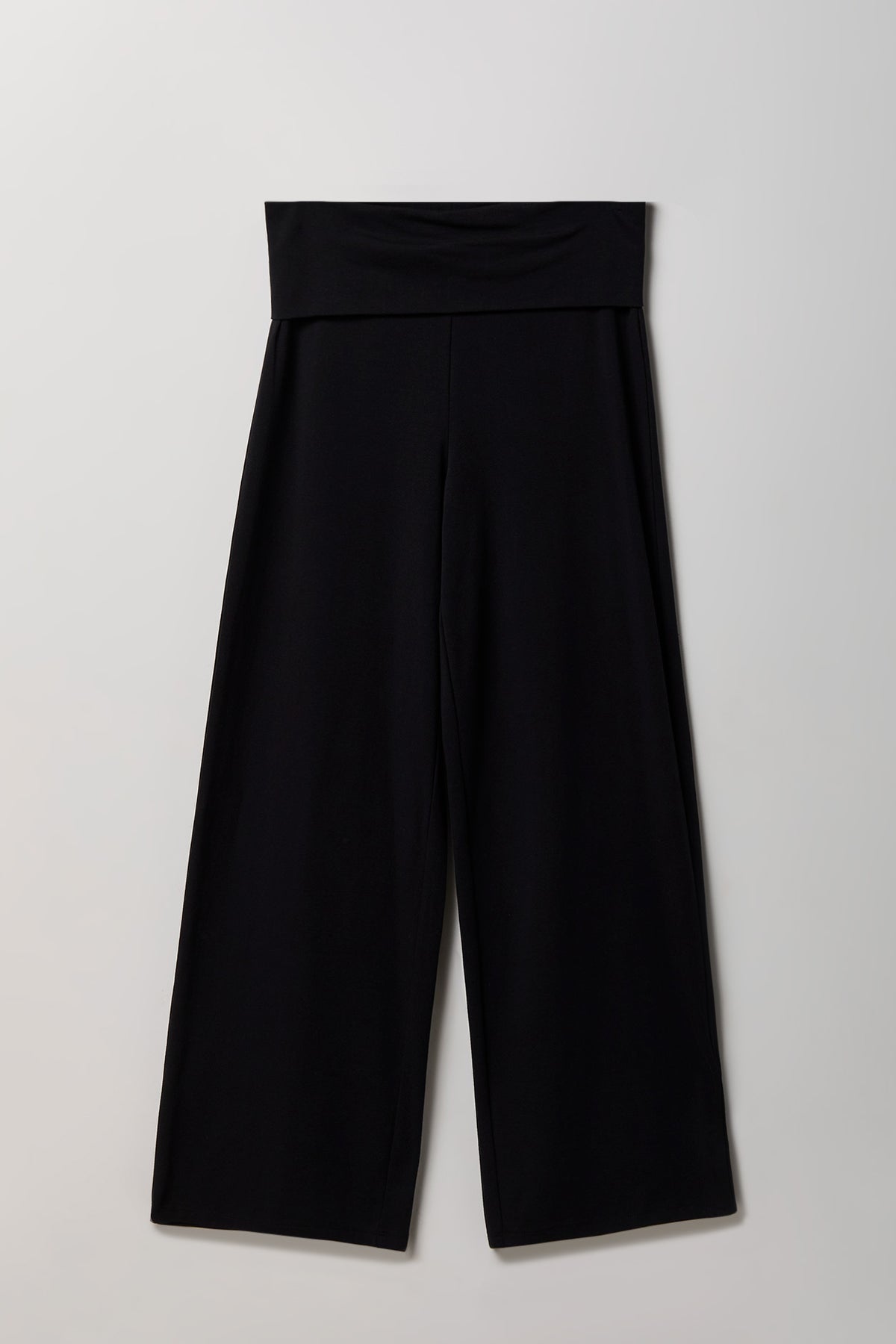 Foldover Waist Wide Leg Pant - Black