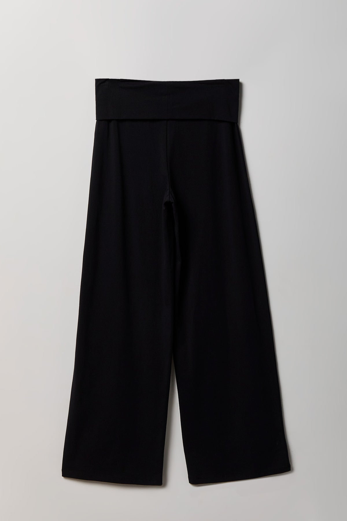 Alt View 2. Foldover Waist Wide Leg Pant - Black