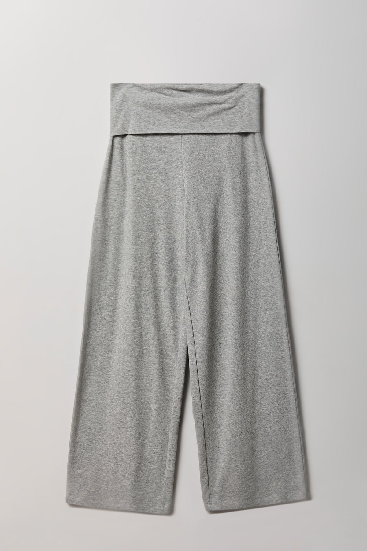 Foldover Waist Wide Leg Pant - Heather Grey