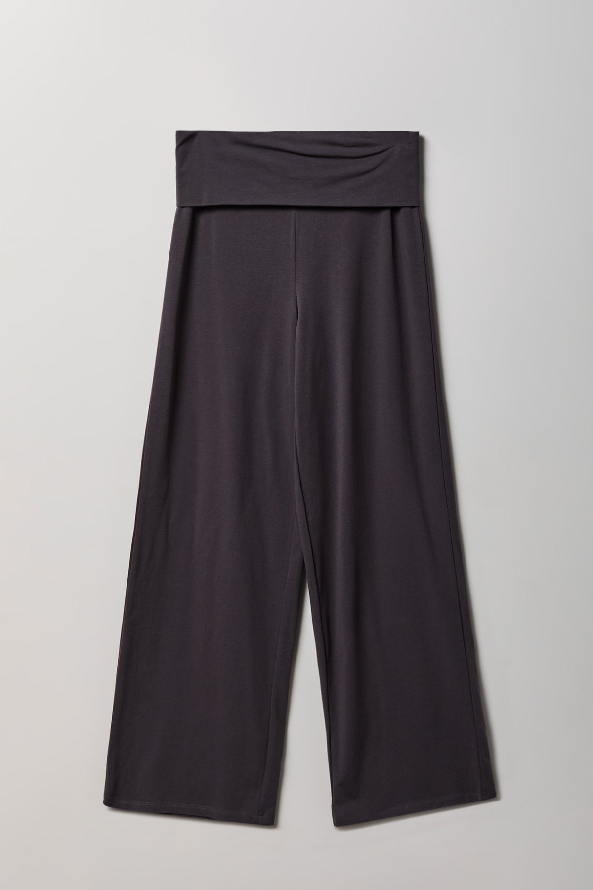 Foldover Waist Wide Leg Pant - Dark Grey