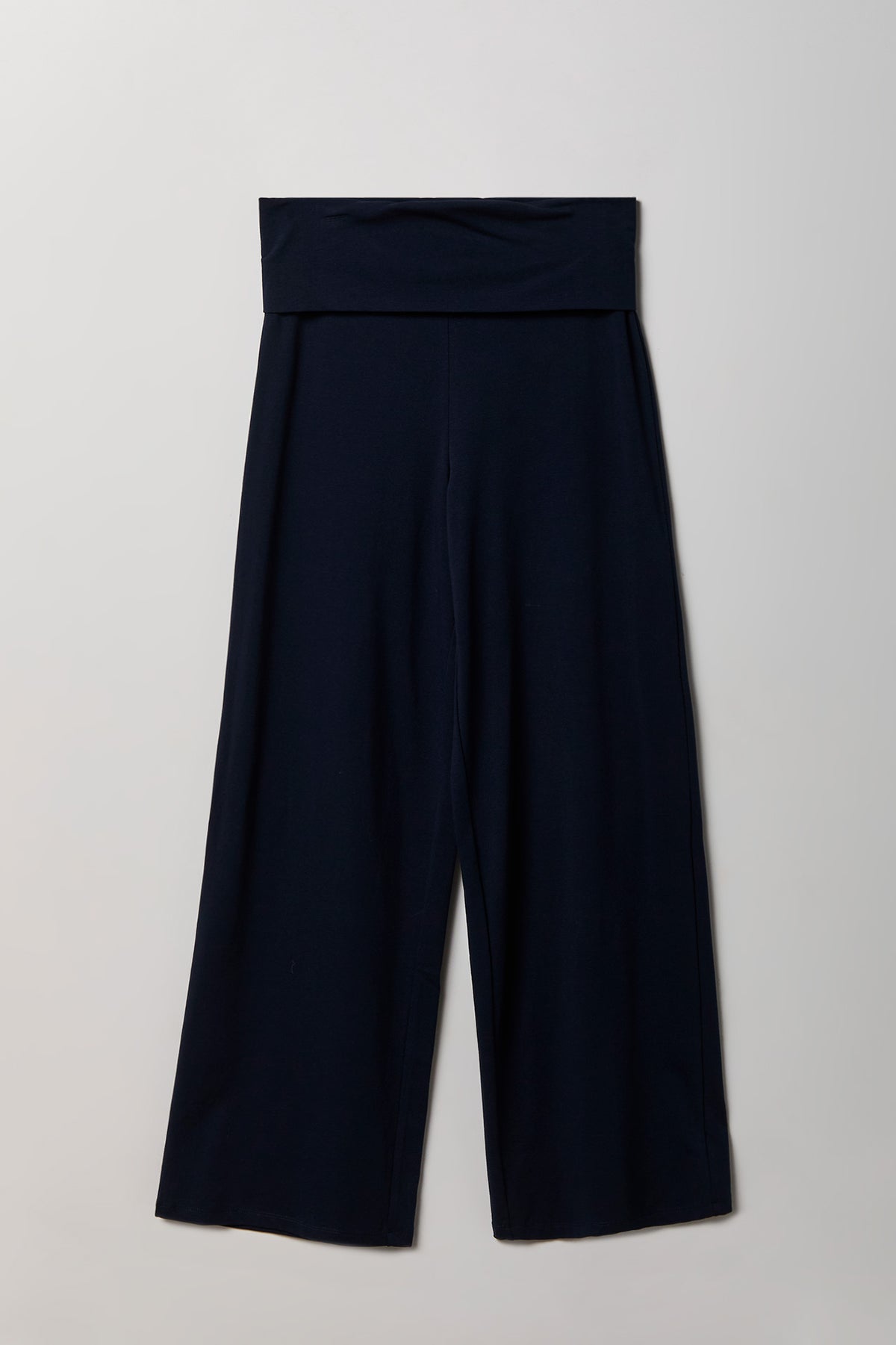 Foldover Waist Wide Leg Pant - Navy