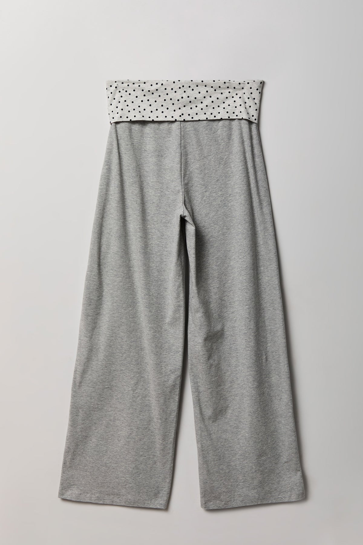 Alt View 2. Patterned Foldover Waist Wide Leg Pant - Heather Grey