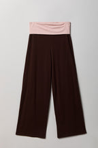 Patterned Foldover Waist Wide Leg Pant
