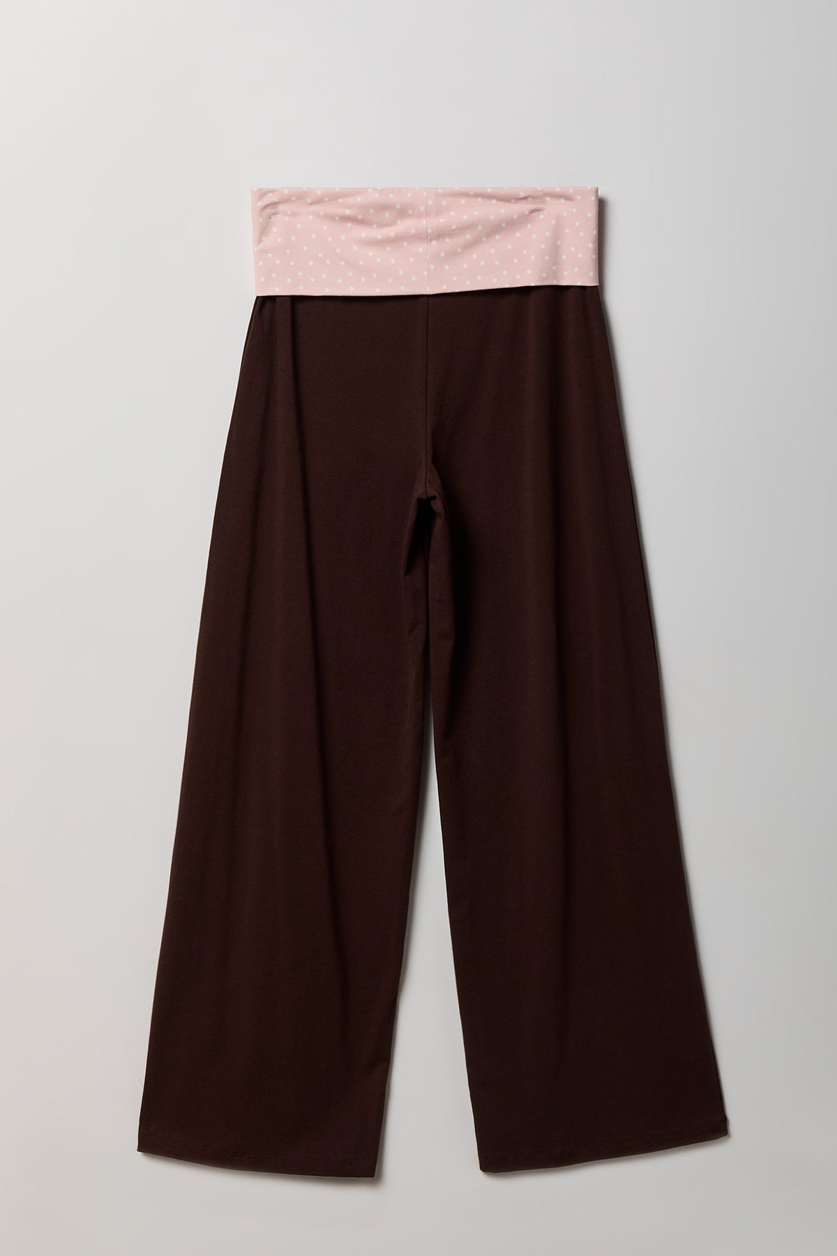 Alt View 2. Patterned Foldover Waist Wide Leg Pant - Dark Brown