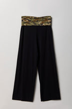 Patterned Foldover Waist Wide Leg Pant