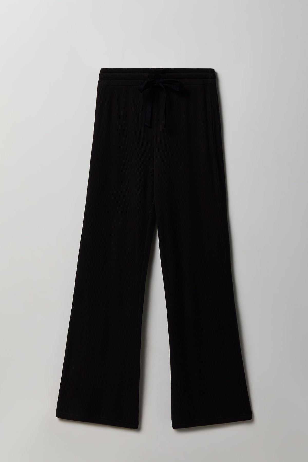 Thermal Waffle Knit Wide Leg Pant - Black