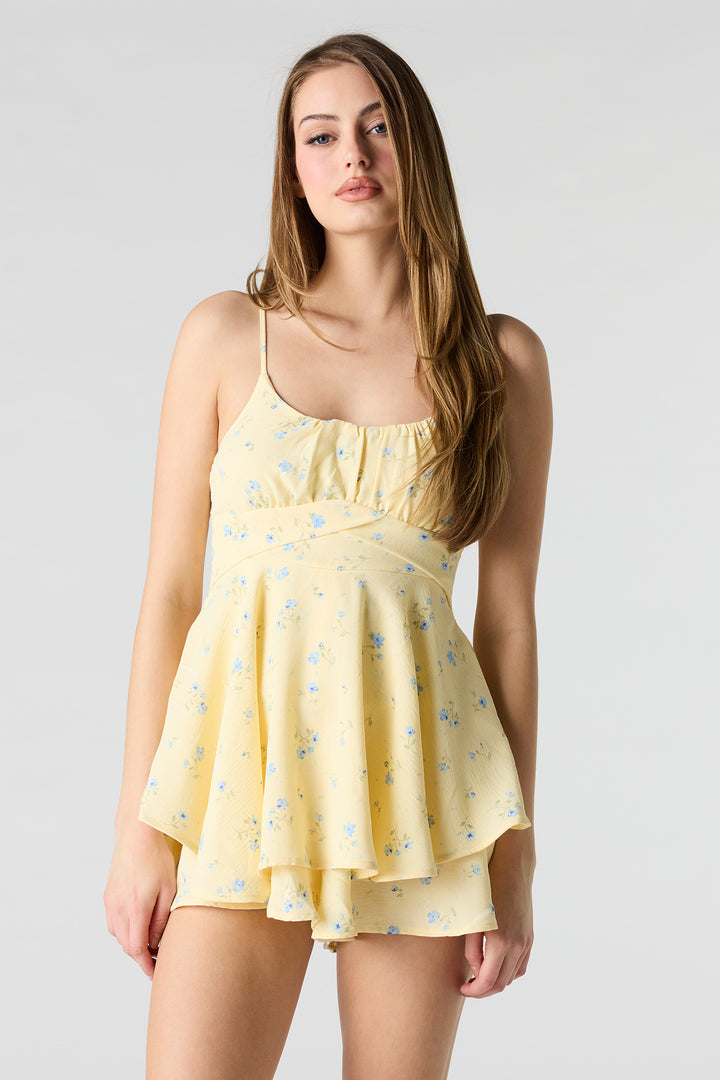 Flowy Tie Waist Romper Dress