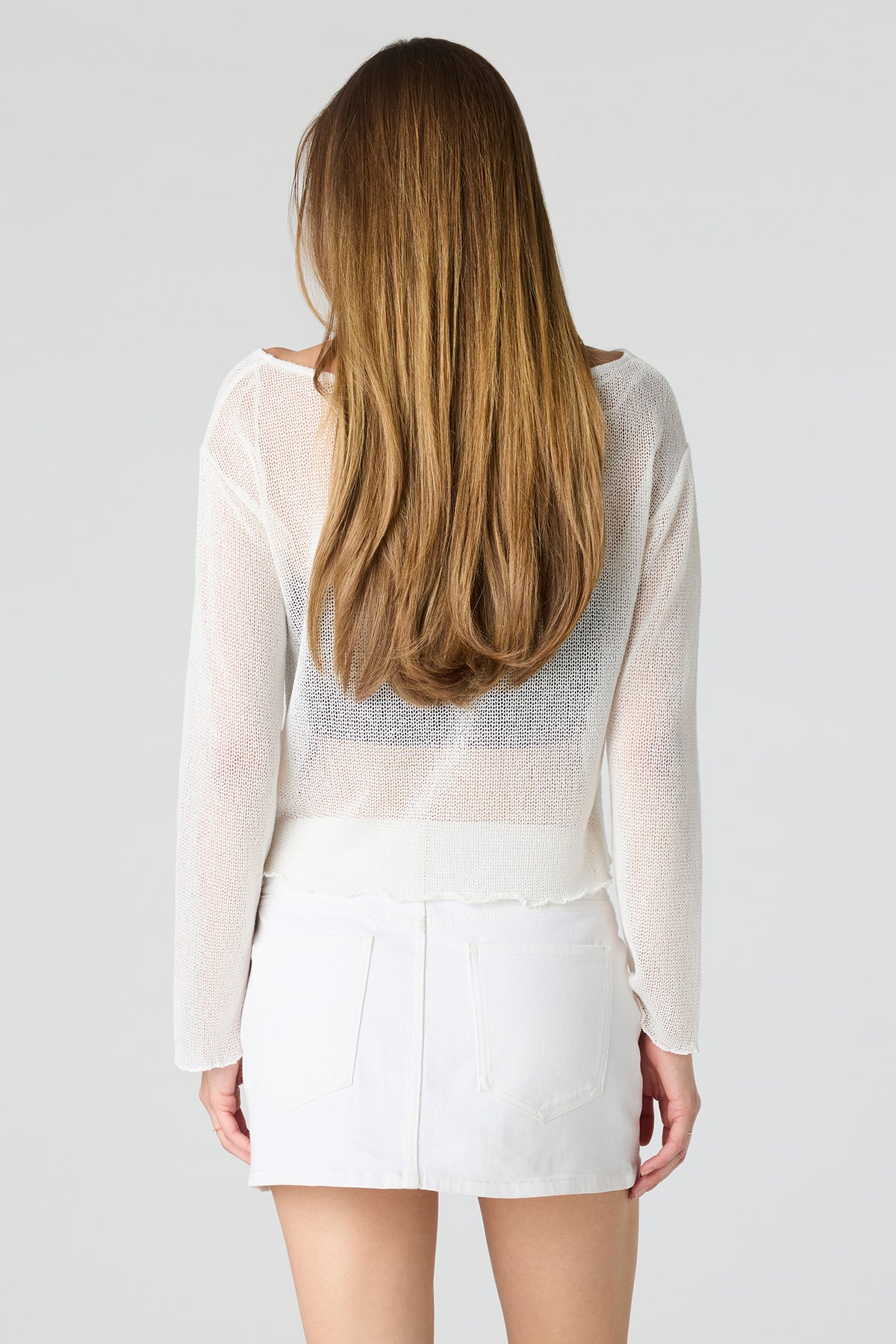 Alt View 2. Denim Low Rise Micro Mini Skort - White