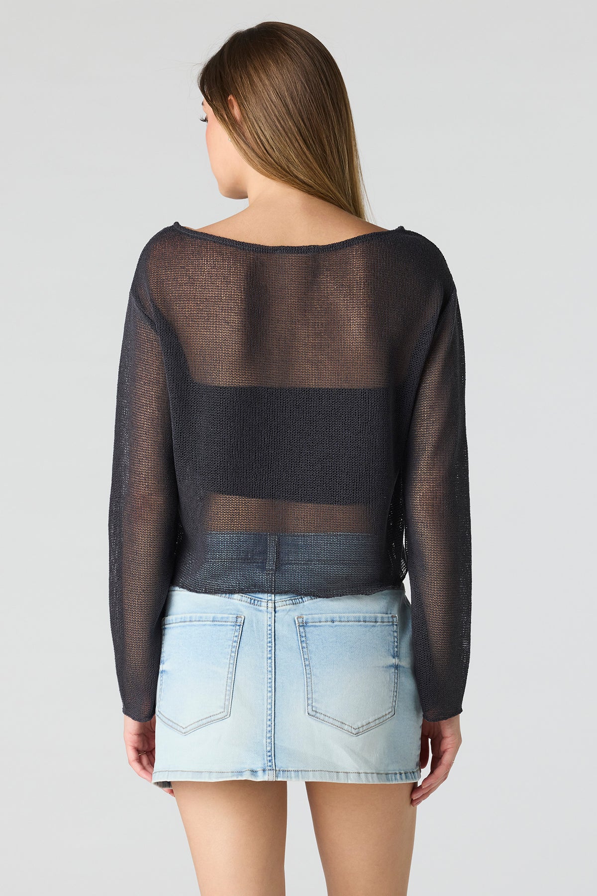 Alt View 2. Denim Low Rise Micro Mini Skort - Light Denim Blue
