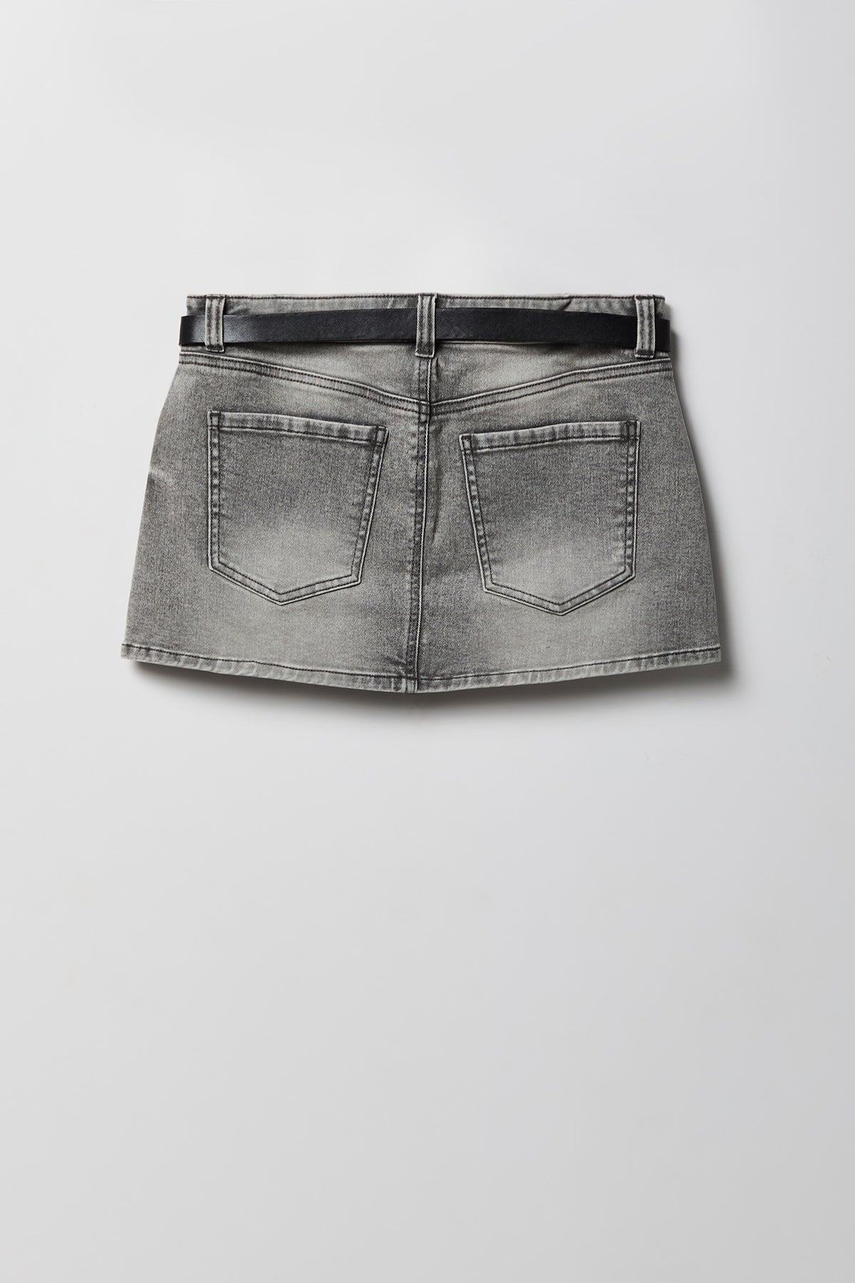 Alt View 5. Stretch Denim Belted Mini Skort - Charcoal