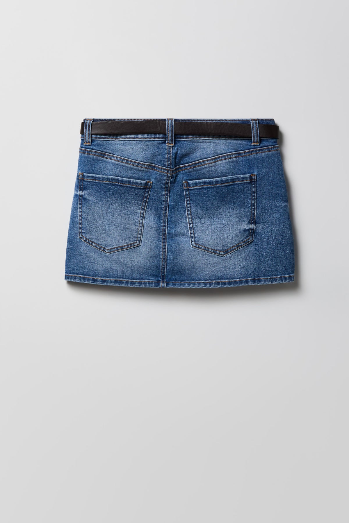 Alt View 5. Stretch Denim Belted Mini Skort - Denim Blue