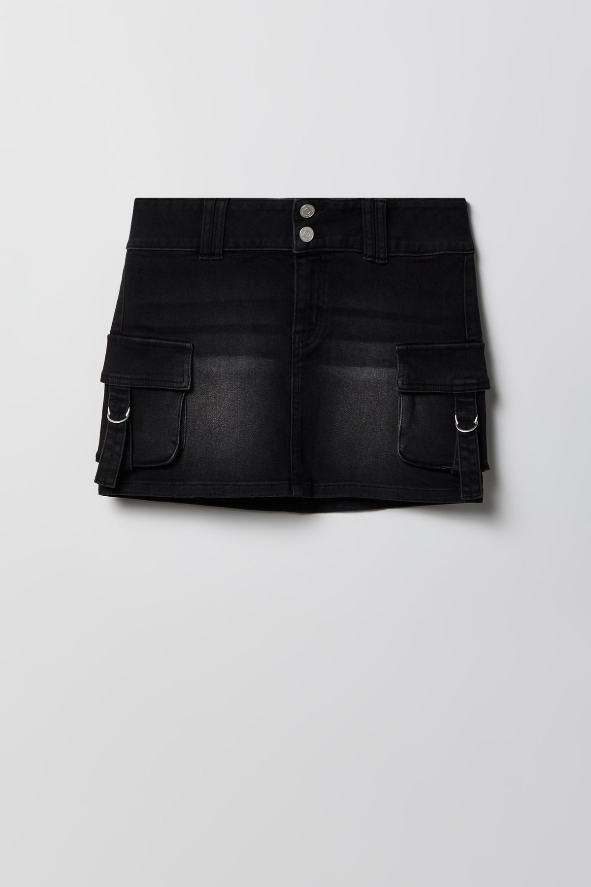 Alt View 4. Denim Cargo Mini Skirt - Black