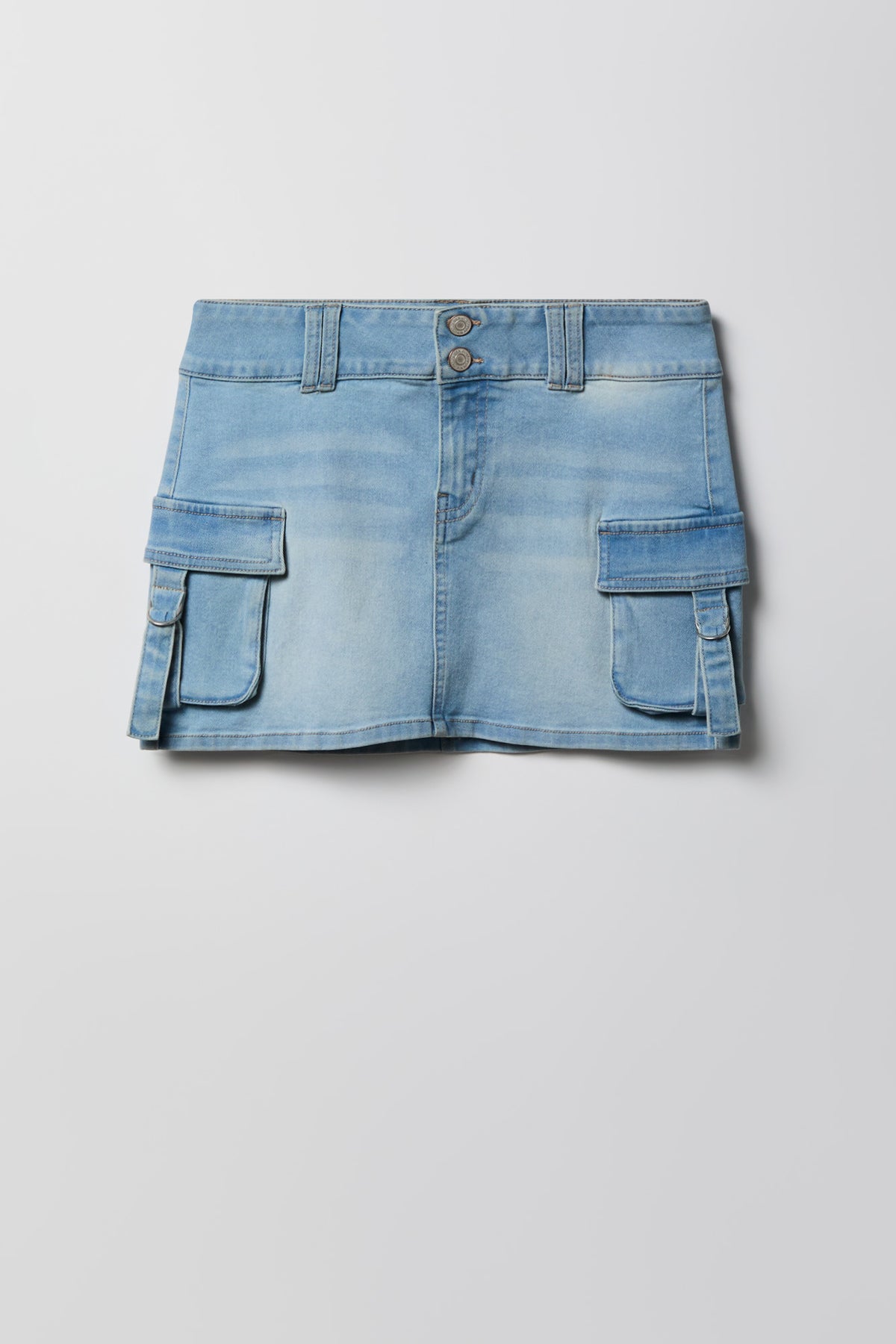 Alt View 4. Denim Cargo Mini Skirt - Light Denim Blue