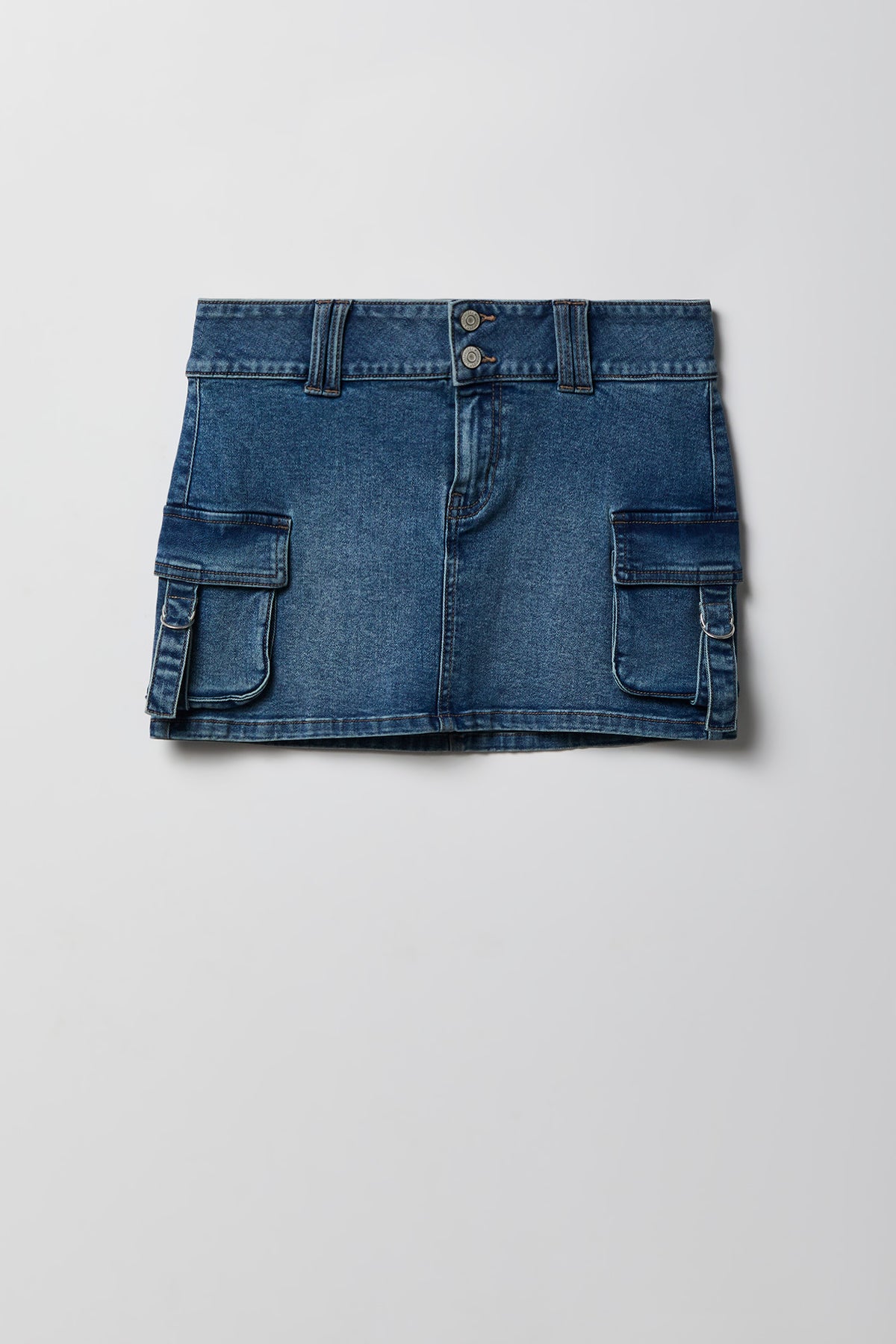 Alt View 4. Denim Cargo Mini Skirt - Pacific Blue