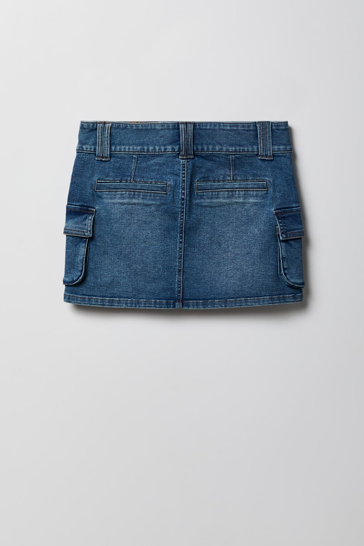 Alt View 5. Denim Cargo Mini Skirt - Pacific Blue