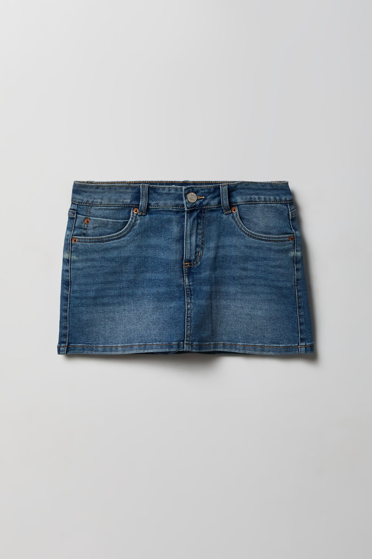 Alt View 2. Denim Micro Mini Skirt - Medium Blue