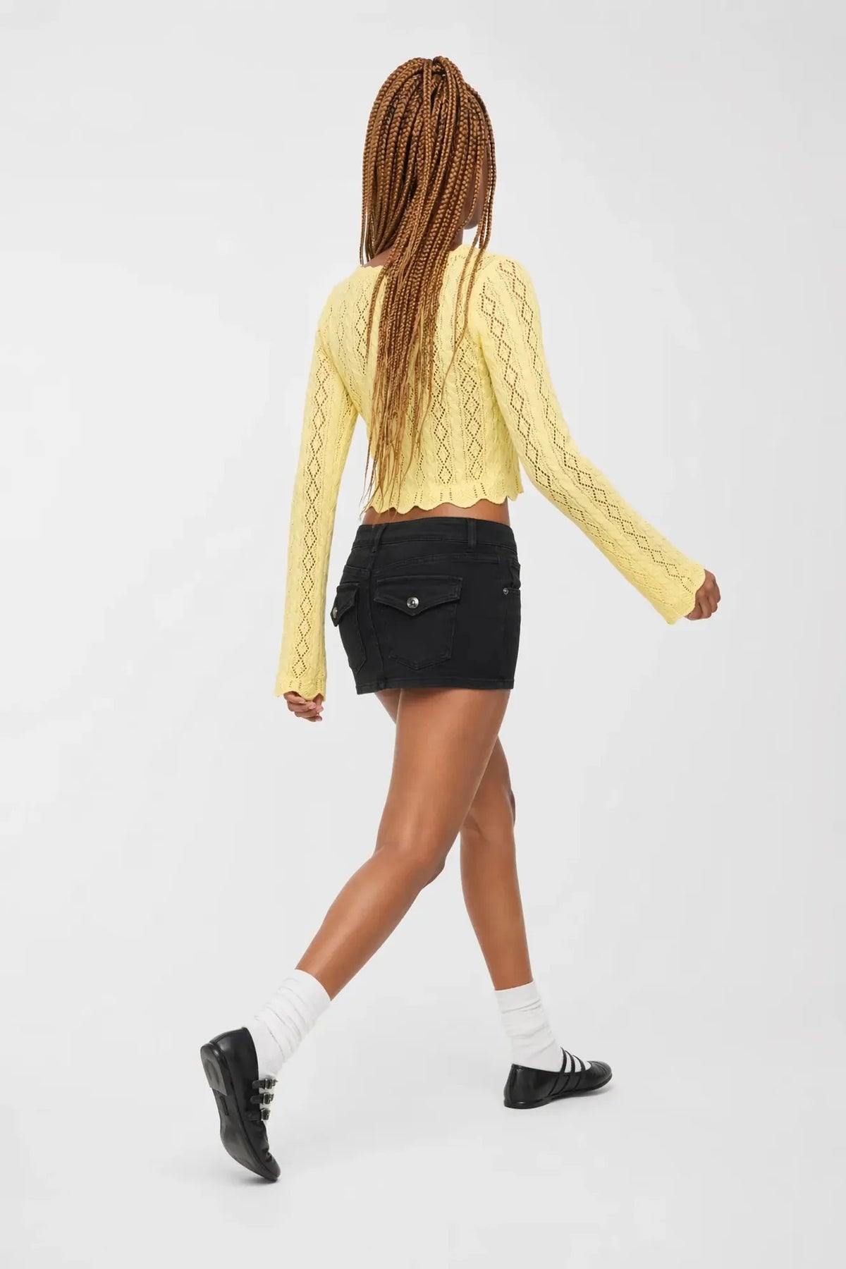 Alt View 3. Denim Micro Mini Skirt - Black