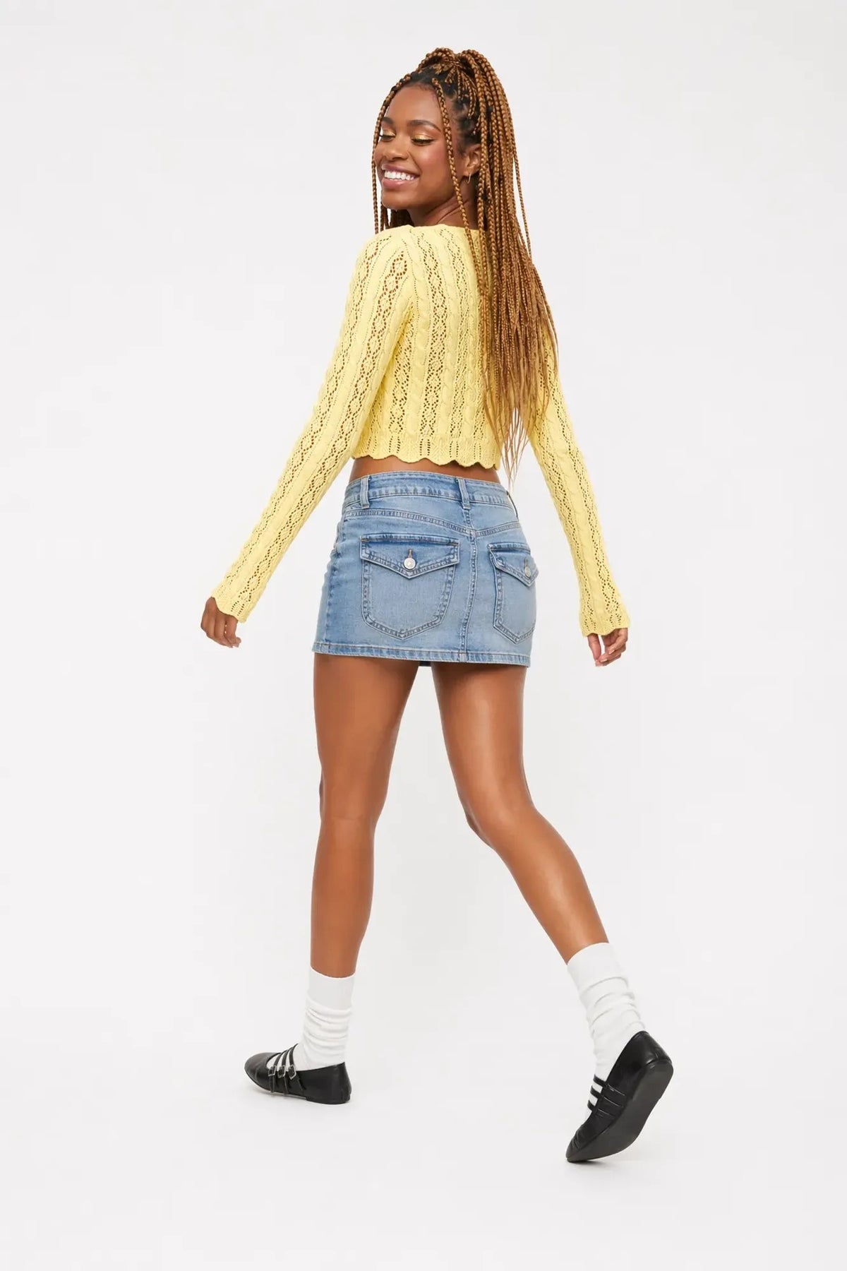 Alt View 2. Denim Micro Mini Skirt - Sky Blue